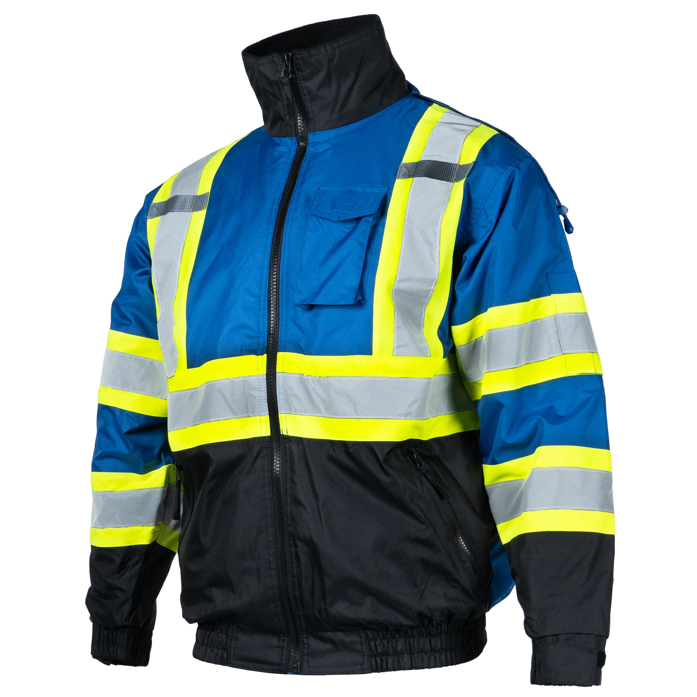 Hi-Vis X-Back Two-Tone Safety Bomber Jacket with Reflective Stripes - Image 33
