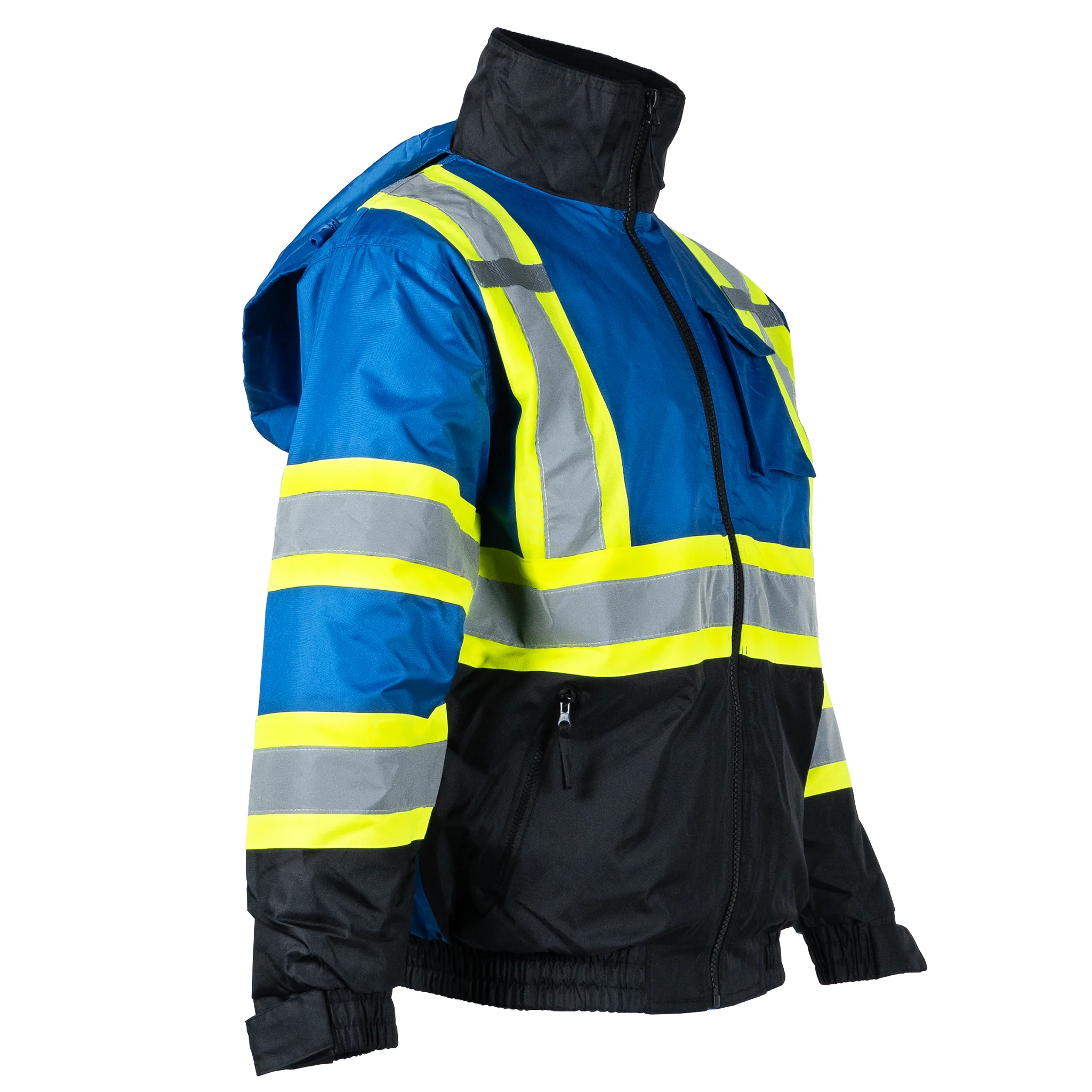 Hi-Vis X-Back Two-Tone Safety Bomber Jacket with Reflective Stripes - Image 34