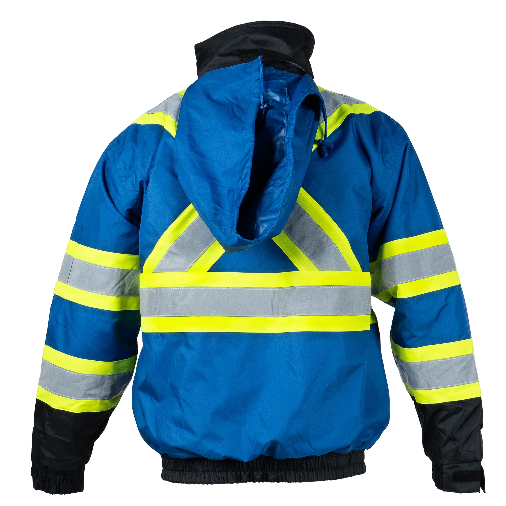 Hi-Vis X-Back Two-Tone Safety Bomber Jacket with Reflective Stripes - Image 36