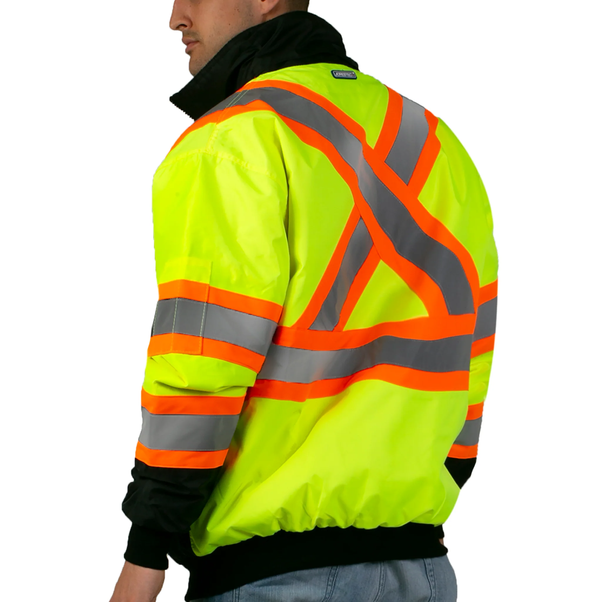 Hi-Vis X-Back Two-Tone Safety Bomber Jacket with Reflective Stripes - Image 5