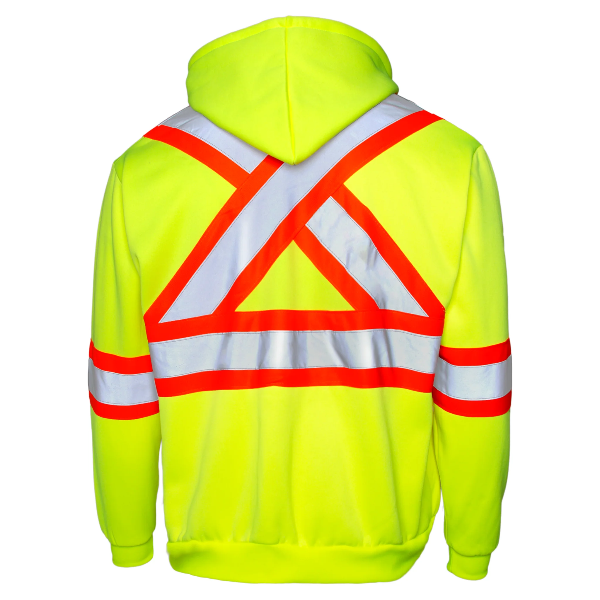 Hi-Vis X-Back Two Tone Safety Hooded Sweatshirt with Reflective Stripes - Image 4