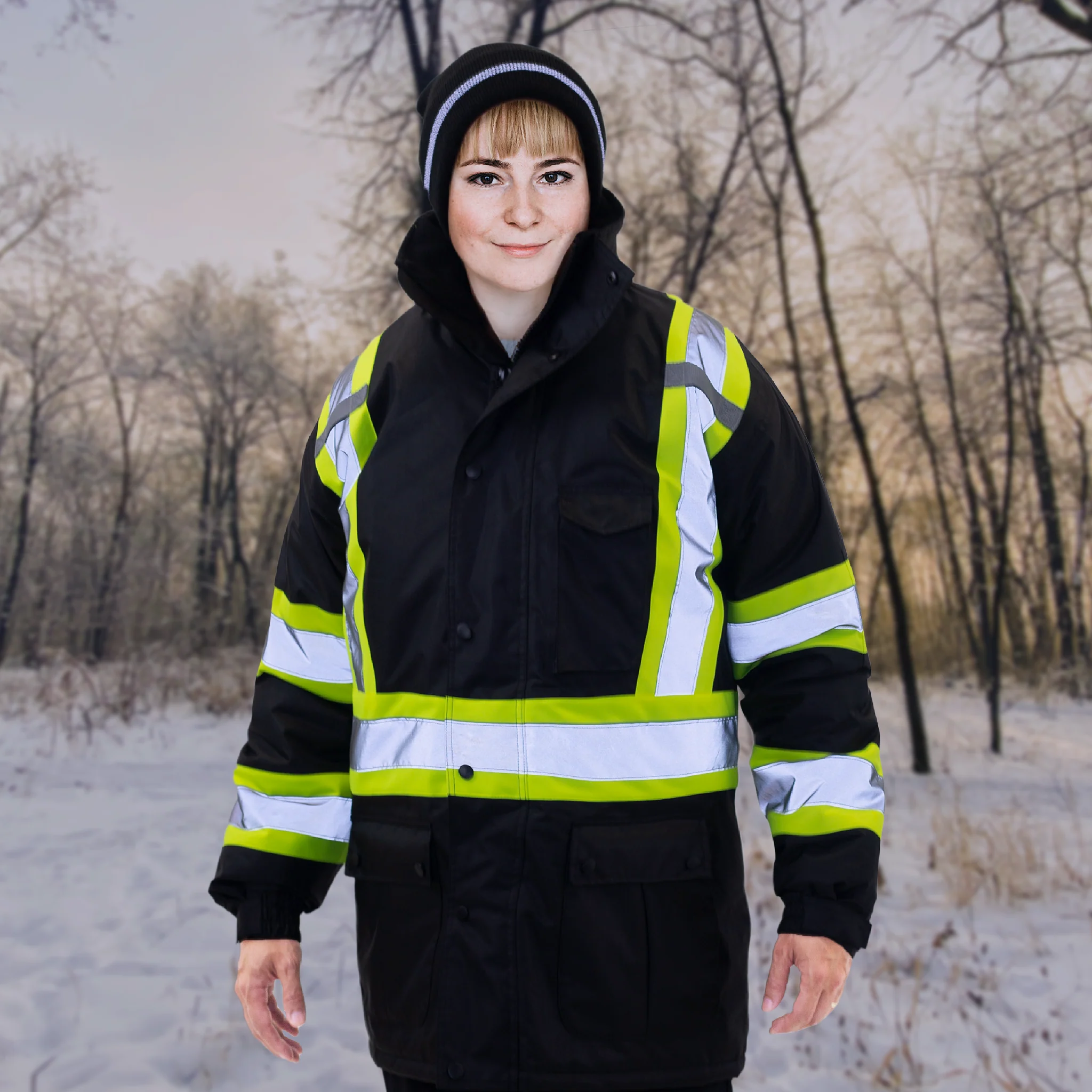 Hi-Vis Two-Tone Safety Jacket with Reflective Stripes - Image 4