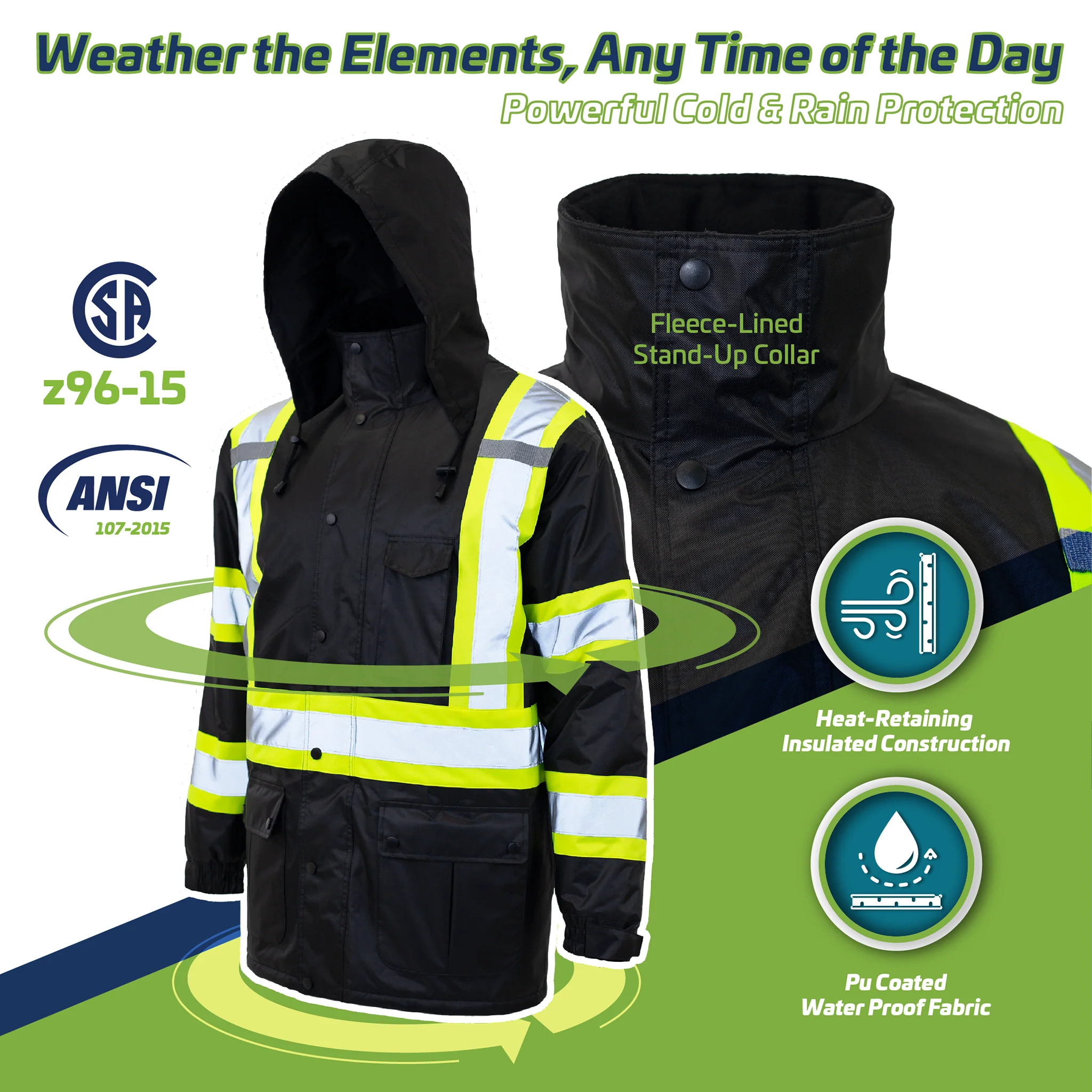 Hi-Vis Two-Tone Safety Jacket with Reflective Stripes - Image 6