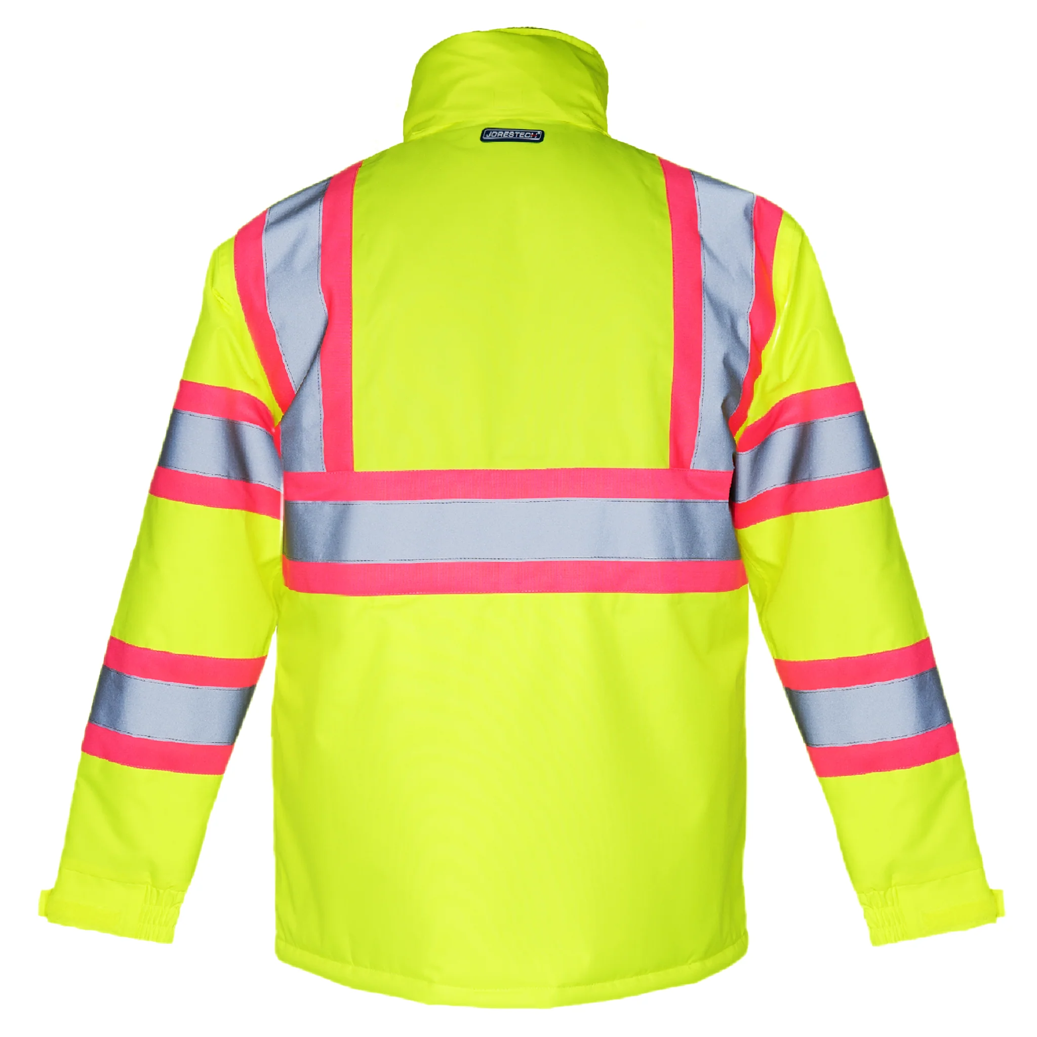 Hi-Vis Two Tone Safety Jacket with Reflective Tapes and Pink Contrast - Image 4