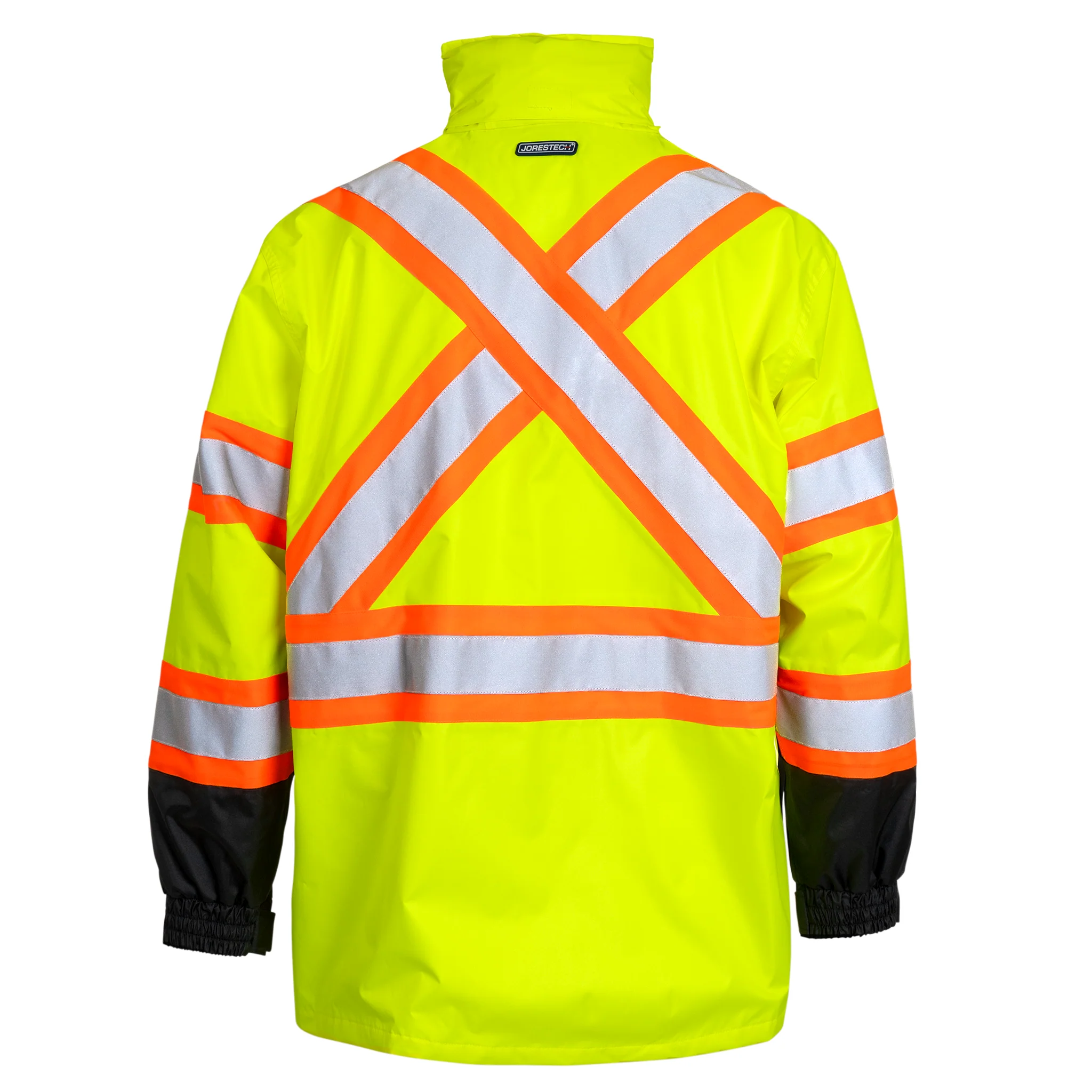 Hi Vis Two Tone Safety Rain Jacket With X Reflective Stripes - Image 16