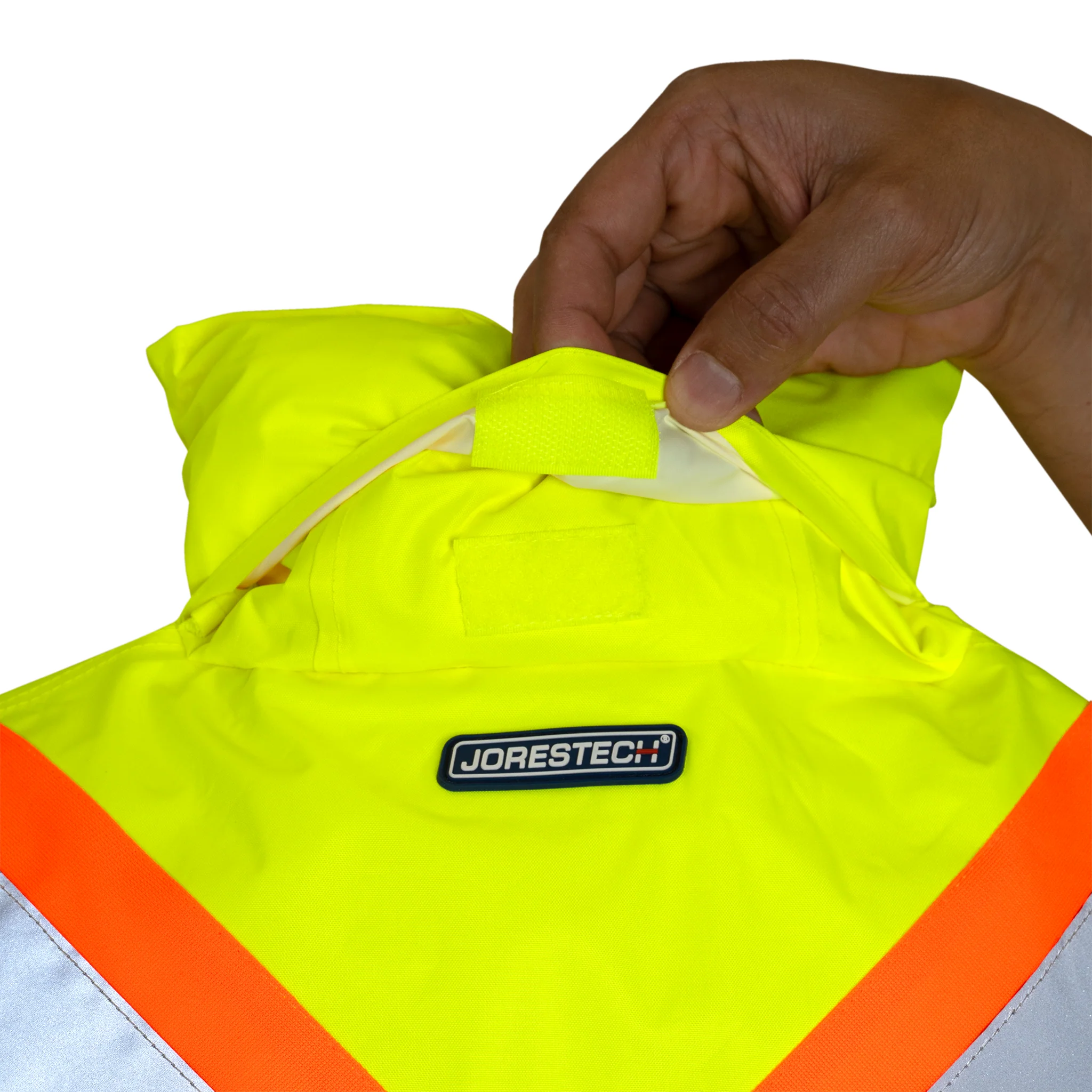 Hi Vis Two Tone Safety Rain Jacket With X Reflective Stripes - Image 18
