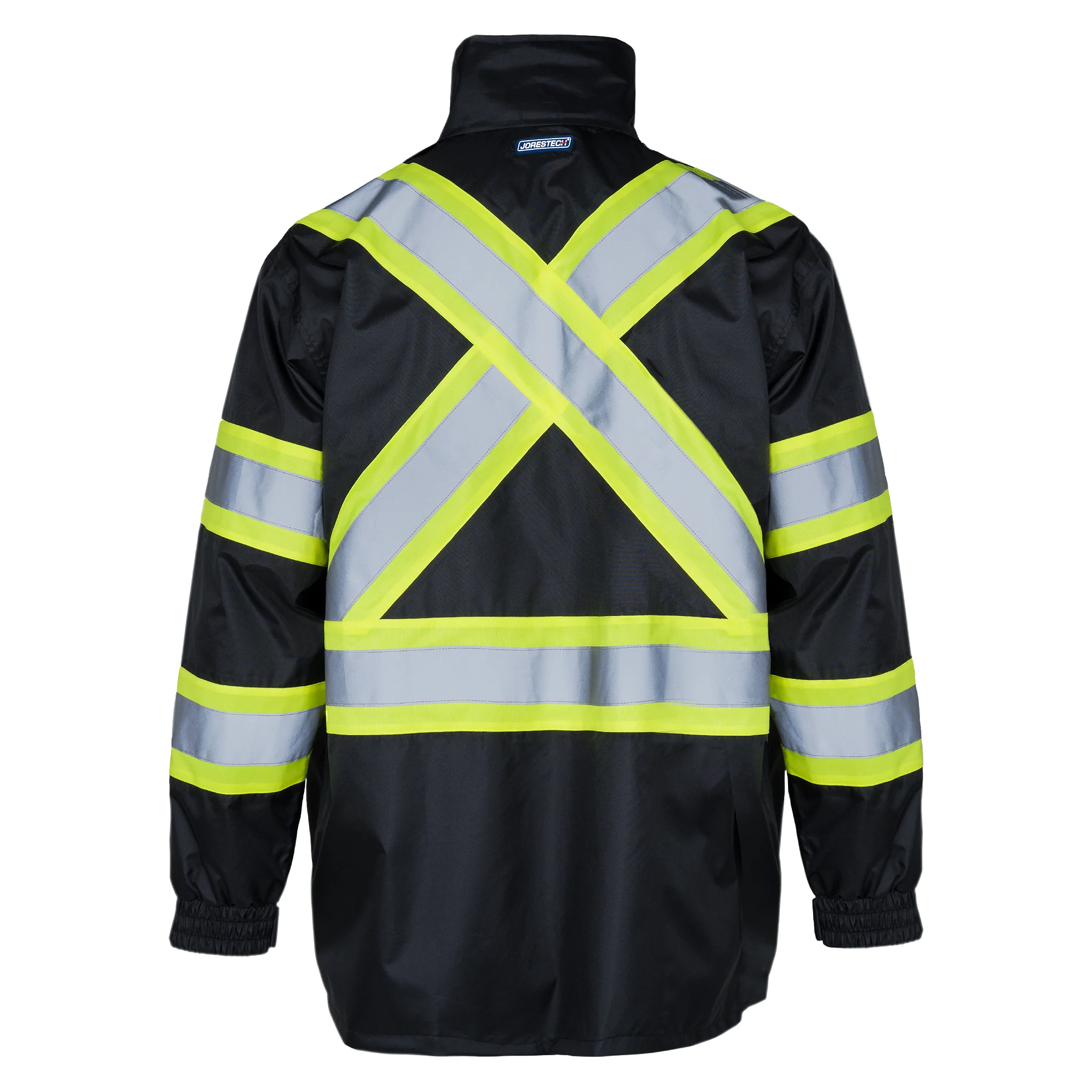 Hi Vis Two Tone Safety Rain Jacket With X Reflective Stripes - Image 25