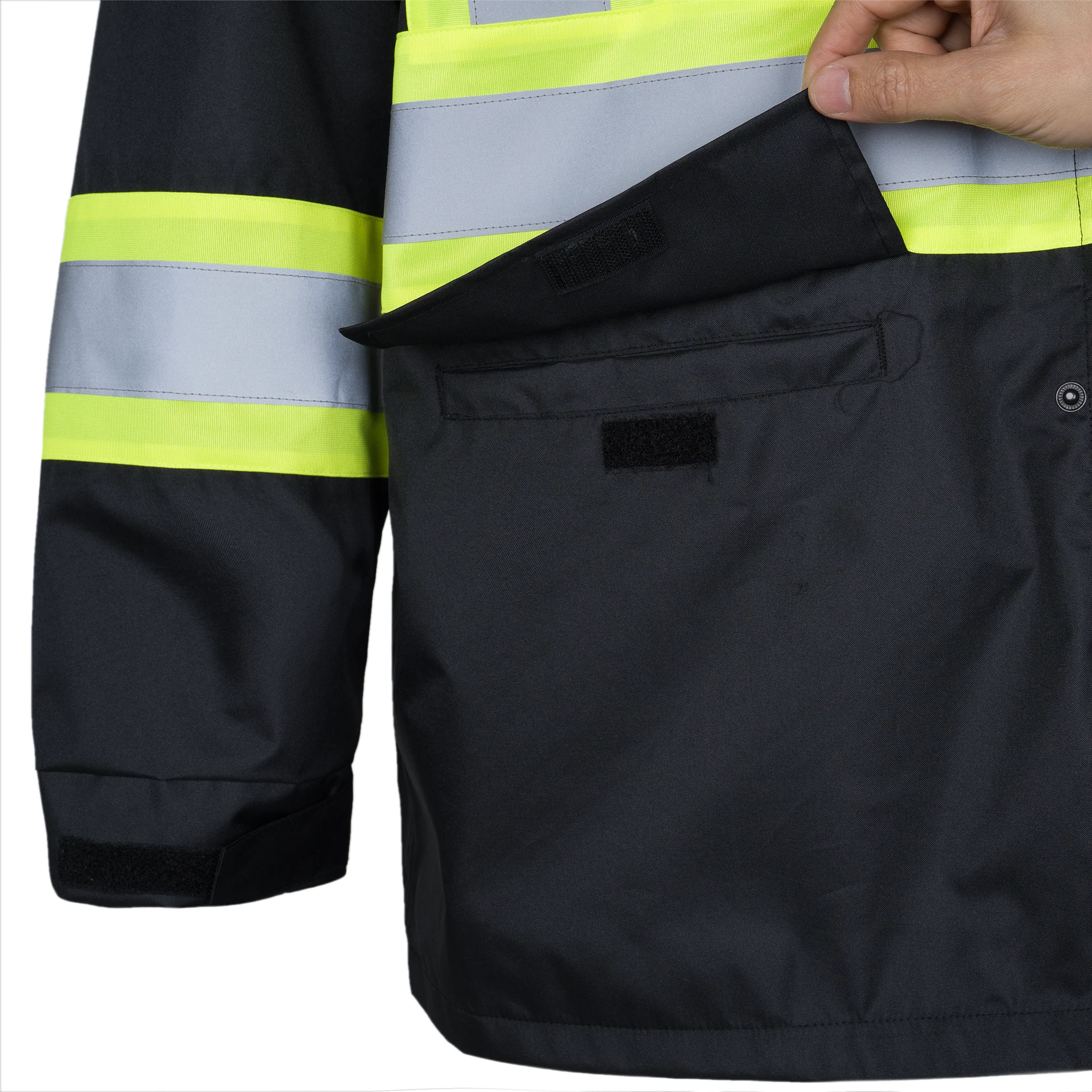 Hi Vis Two Tone Safety Rain Jacket With X Reflective Stripes - Image 26