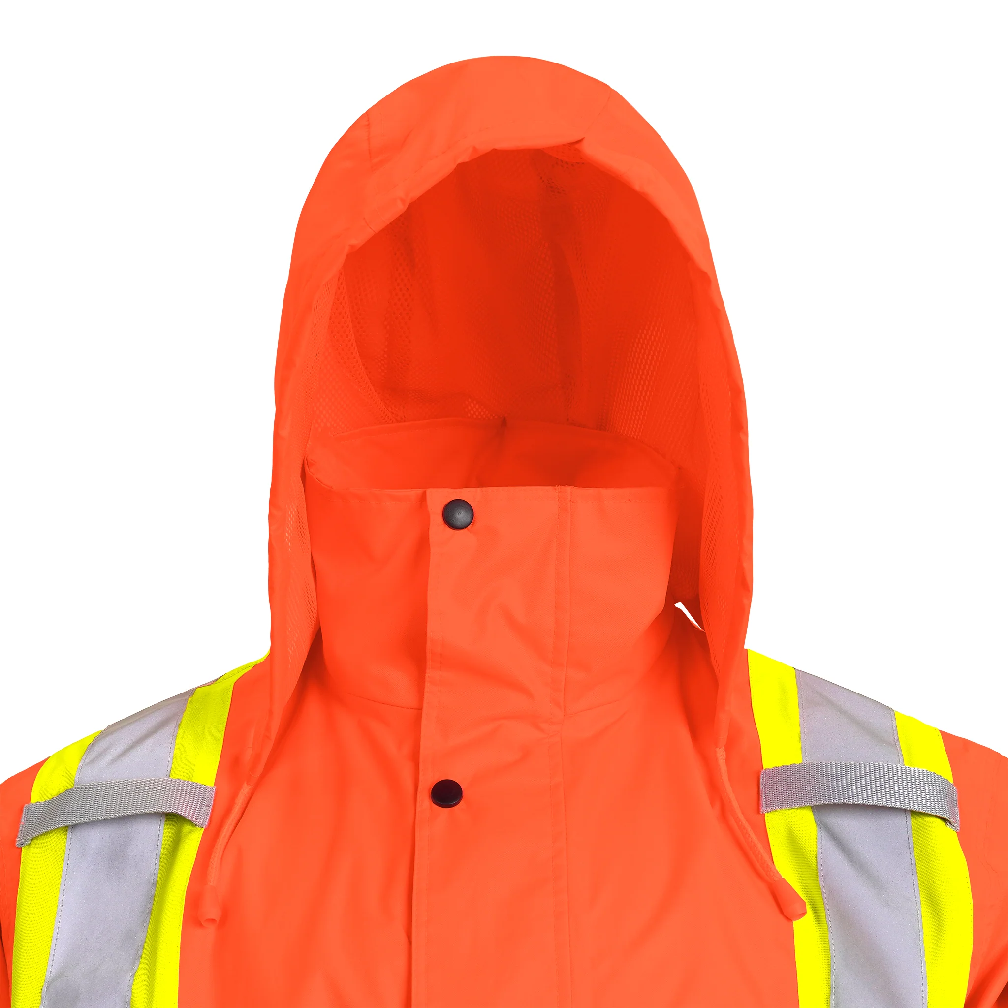 Hi Vis Two Tone Safety Rain Jacket With X Reflective Stripes - Image 7