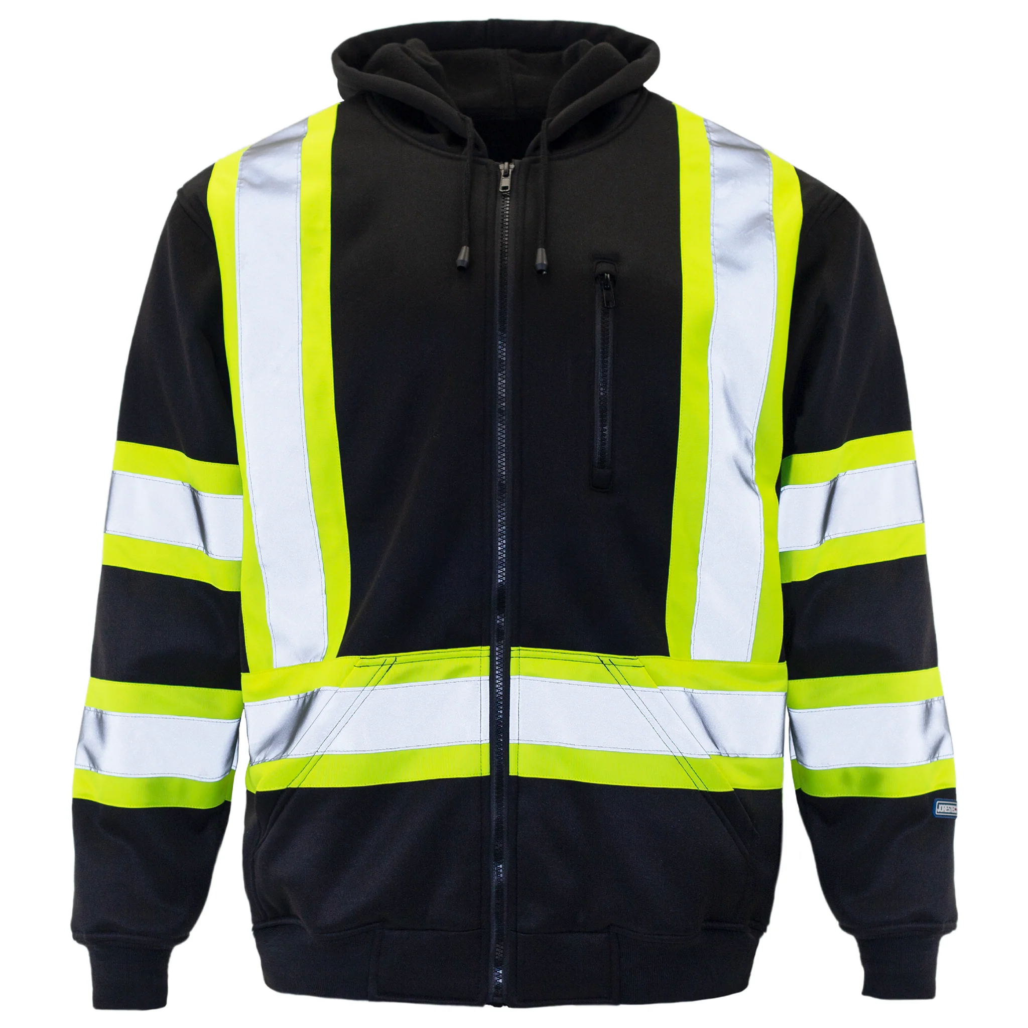 Hi-Vis Two Tone Yellow/Black Safety Hooded Sweatshirt with Reflective Stripes - Image 10