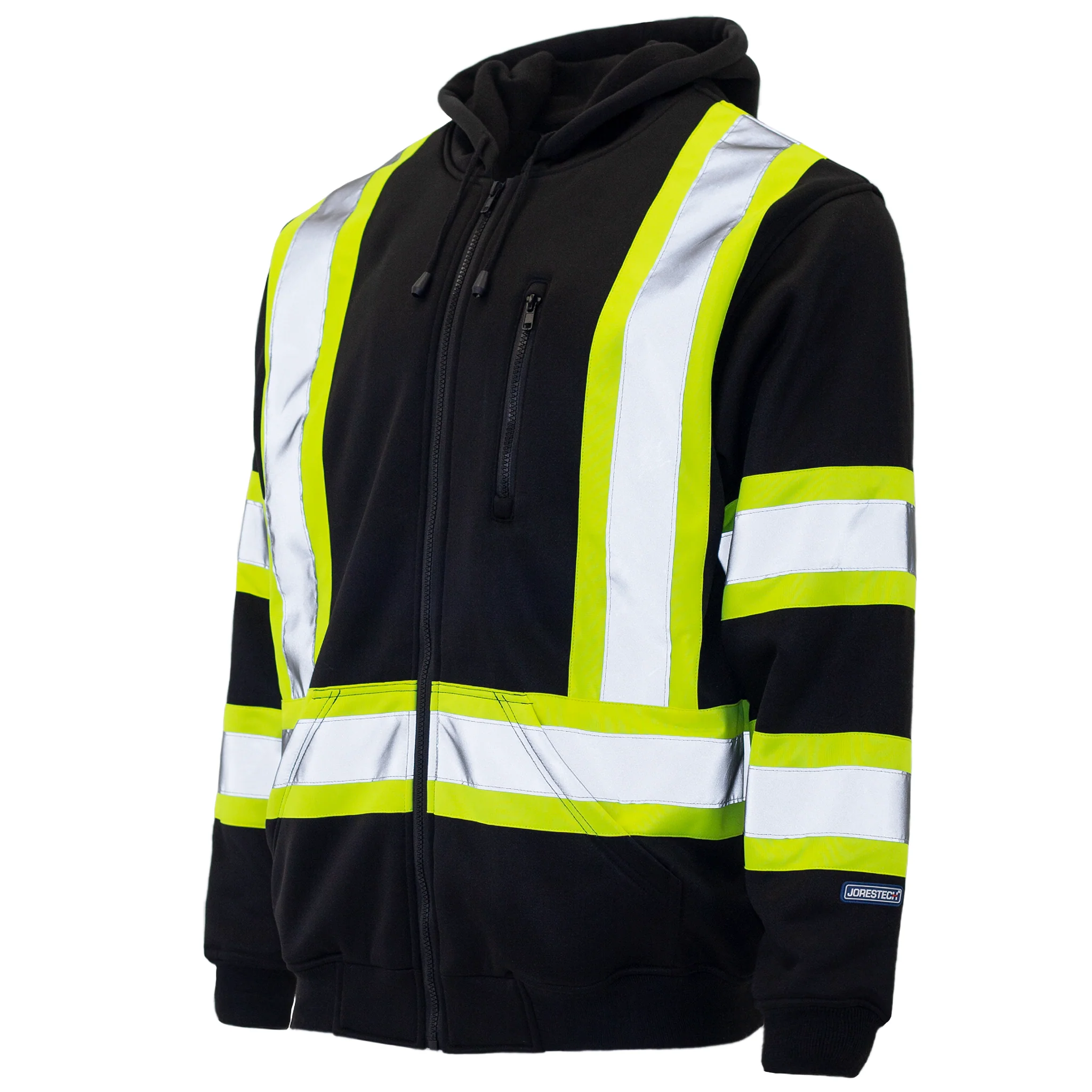 Hi-Vis Two Tone Yellow/Black Safety Hooded Sweatshirt with Reflective Stripes - Image 11