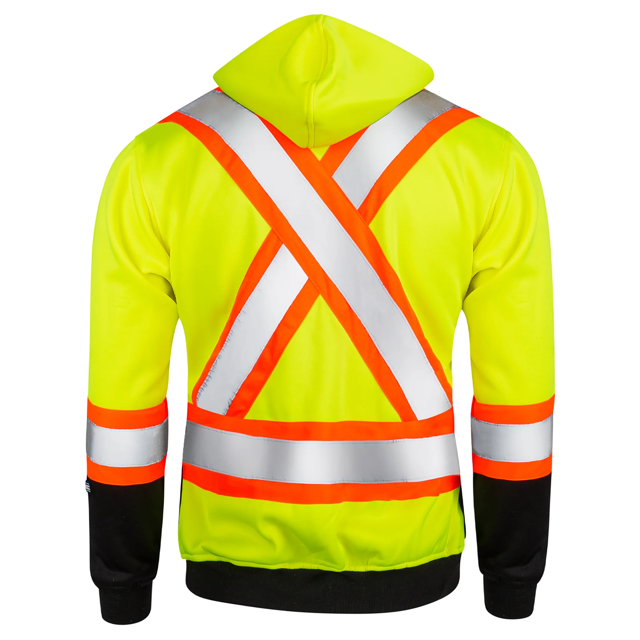 Hi-Vis Two Tone Yellow/Black Safety Hooded Sweatshirt with Reflective Stripes - Image 6
