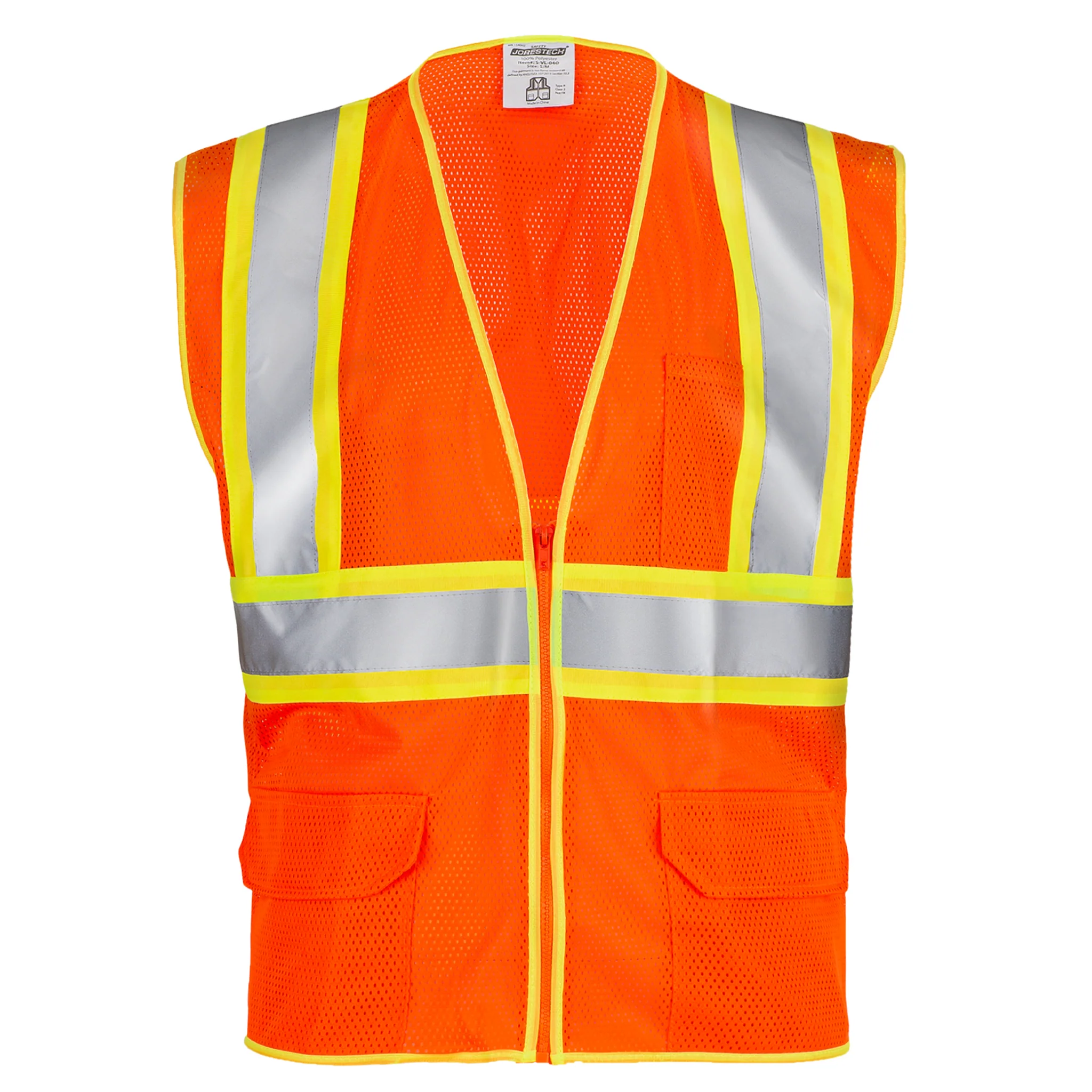 Hi-Vis Two Toned Mesh Safety Vest with 2” Reflective Strips and Pockets - Image 10