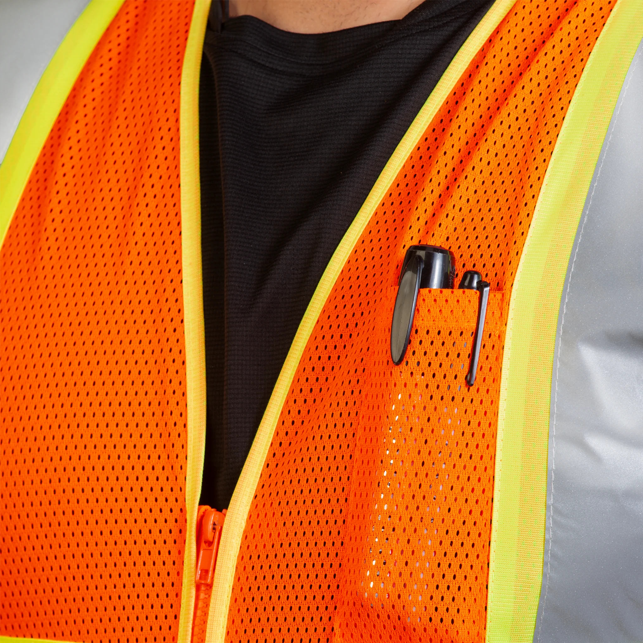 Hi-Vis Two Toned Mesh Safety Vest with 2” Reflective Strips and Pockets - Image 13
