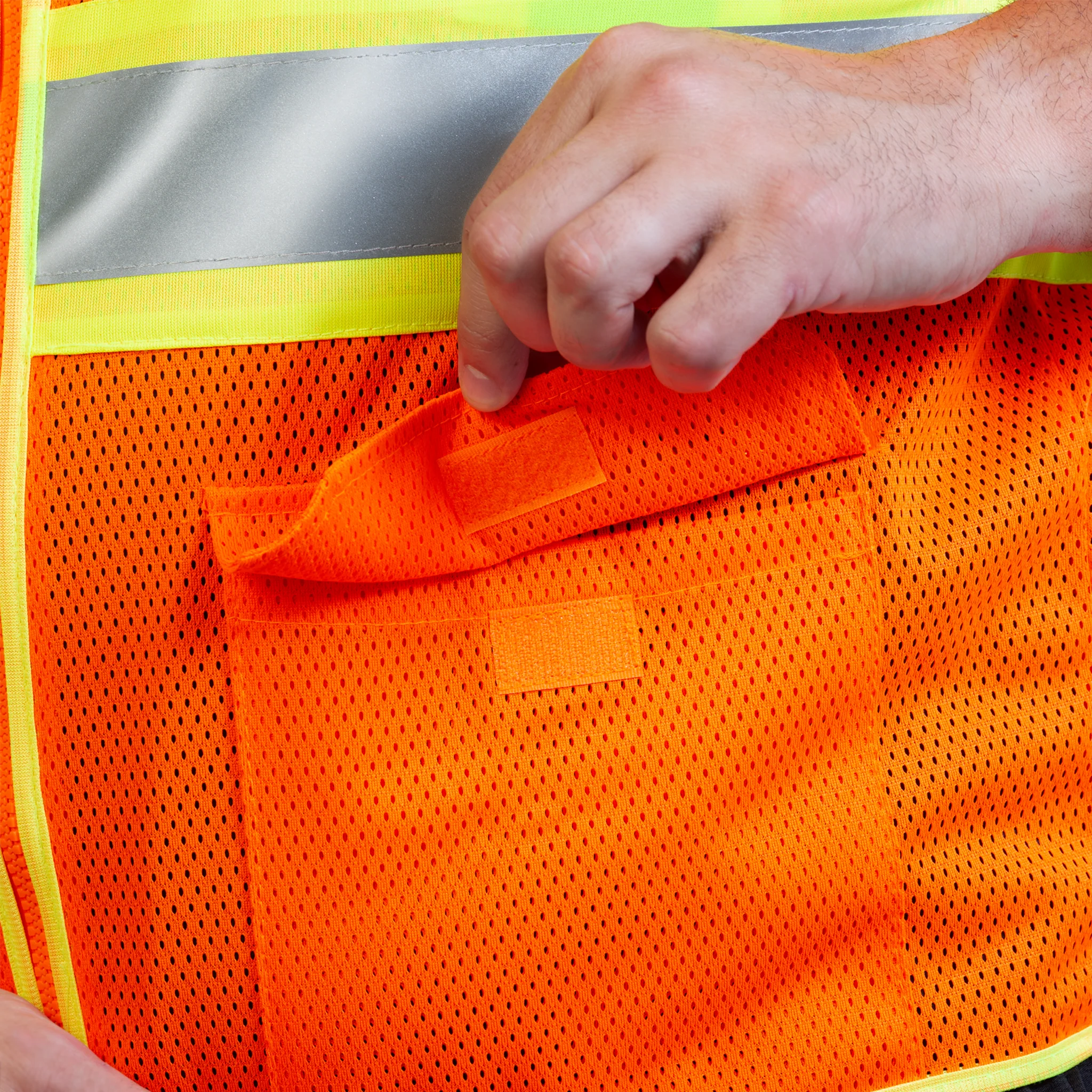 Hi-Vis Two Toned Mesh Safety Vest with 2” Reflective Strips and Pockets - Image 15