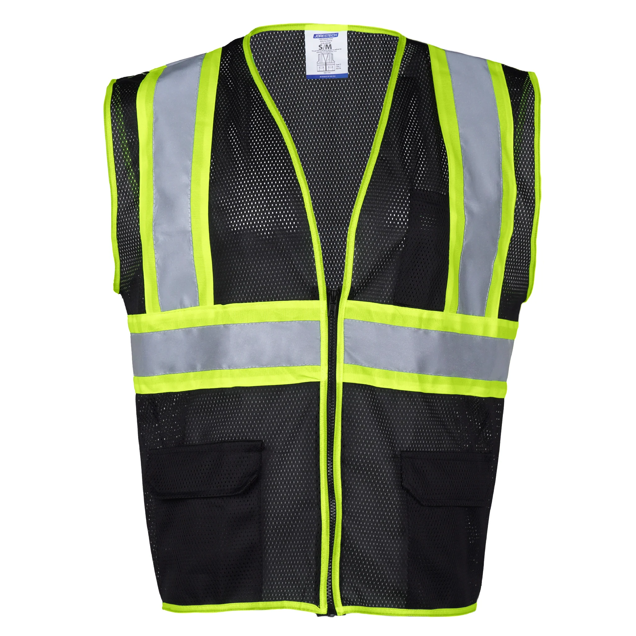 Hi-Vis Two Toned Mesh Safety Vest with 2” Reflective Strips and Pockets - Image 17