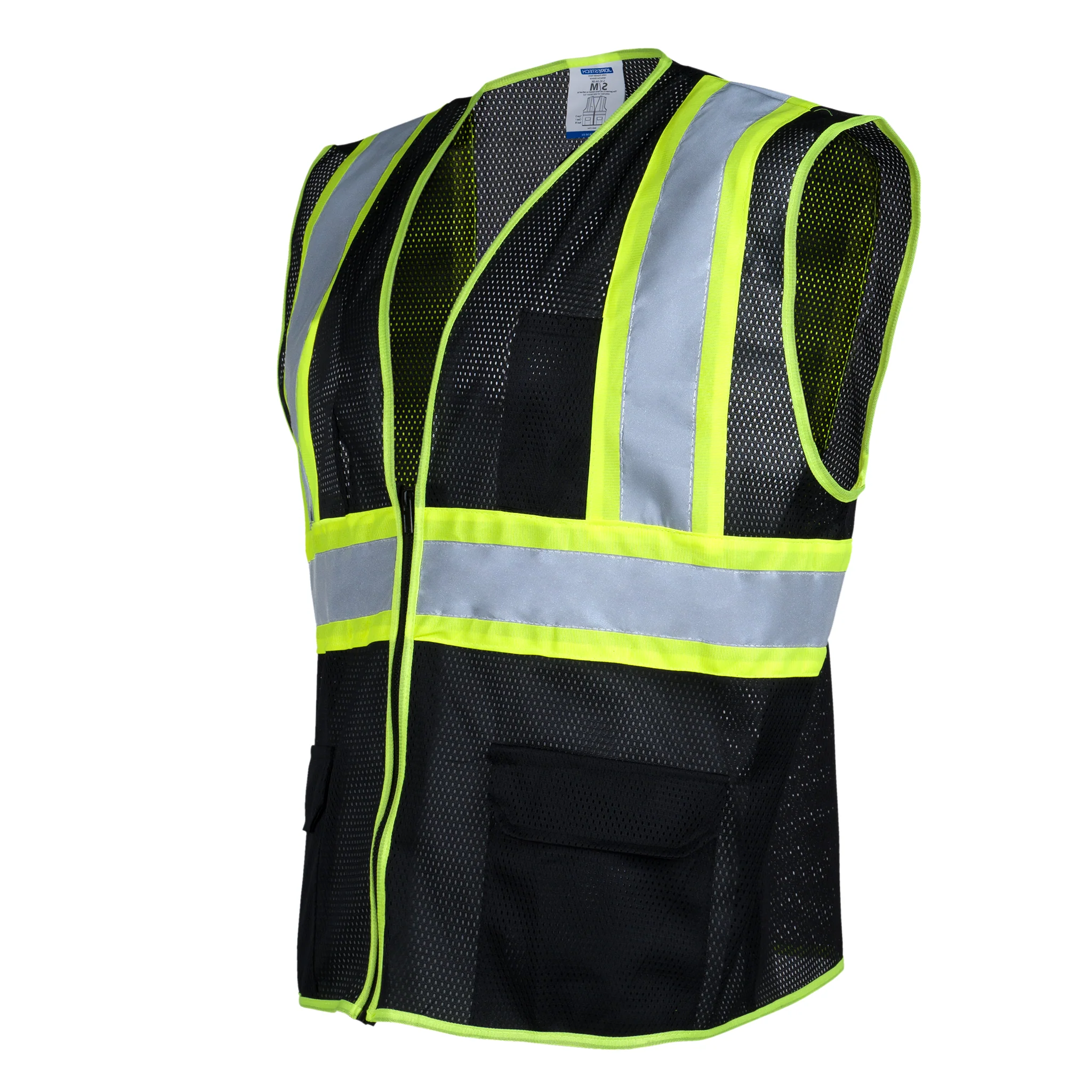 Hi-Vis Two Toned Mesh Safety Vest with 2” Reflective Strips and Pockets - Image 19