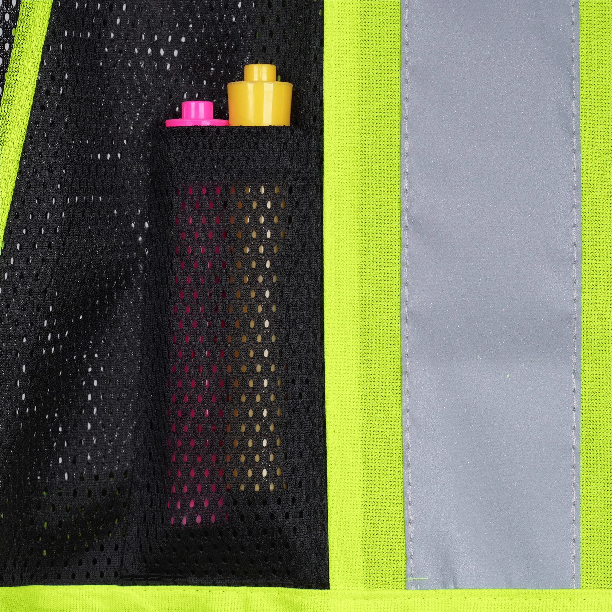 Hi-Vis Two Toned Mesh Safety Vest with 2” Reflective Strips and Pockets - Image 21