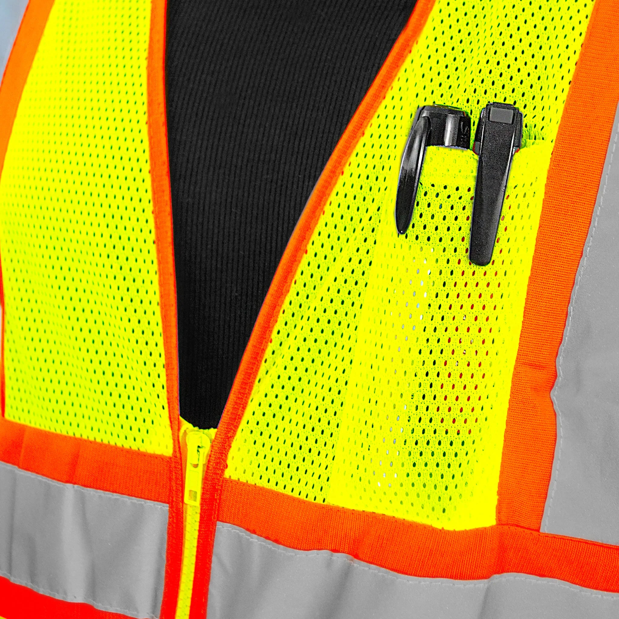Hi-Vis Two Toned Mesh Safety Vest with 2” Reflective Strips and Pockets - Image 6