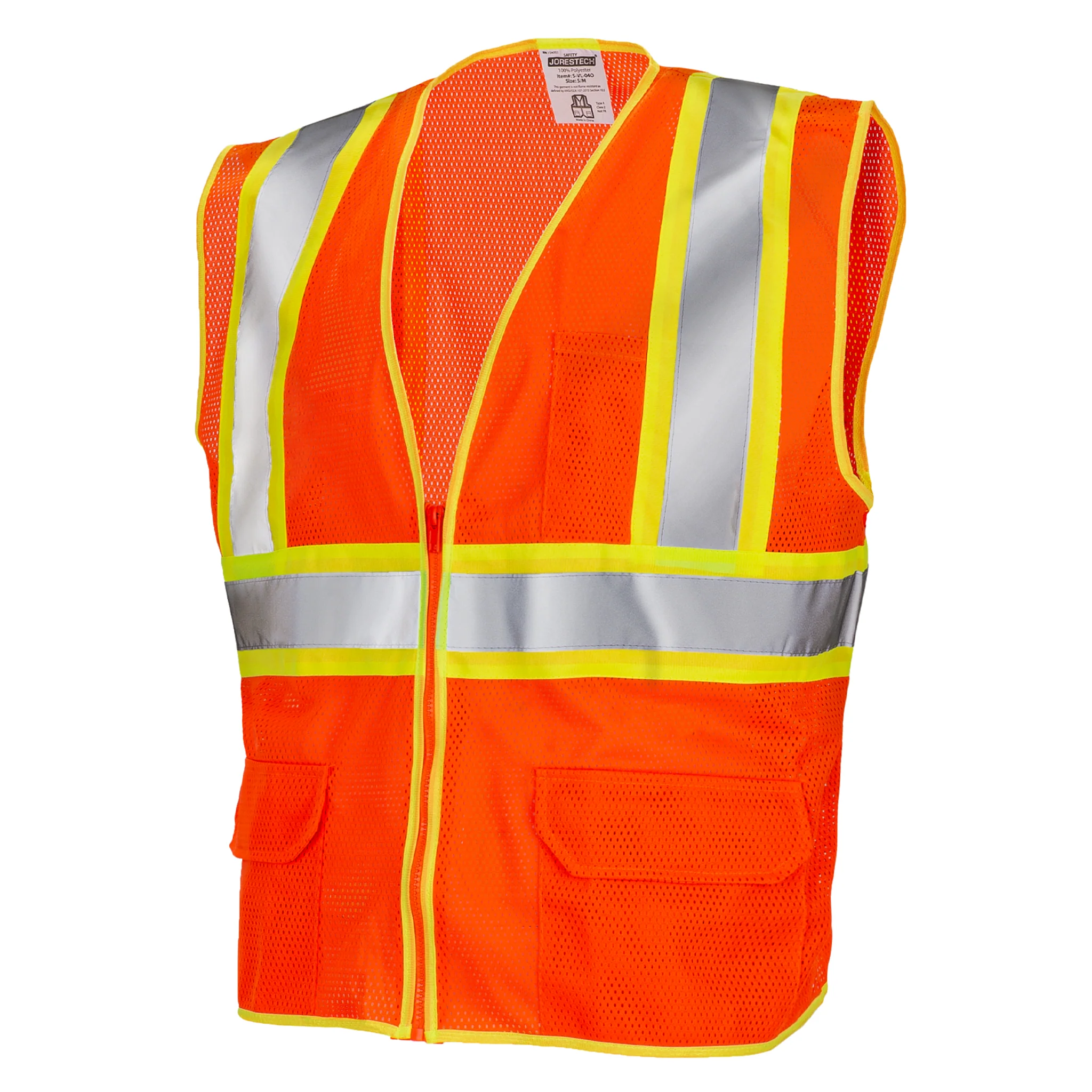 Hi-Vis Two Toned Mesh Safety Vest with 2” Reflective Strips and Pockets - Image 9