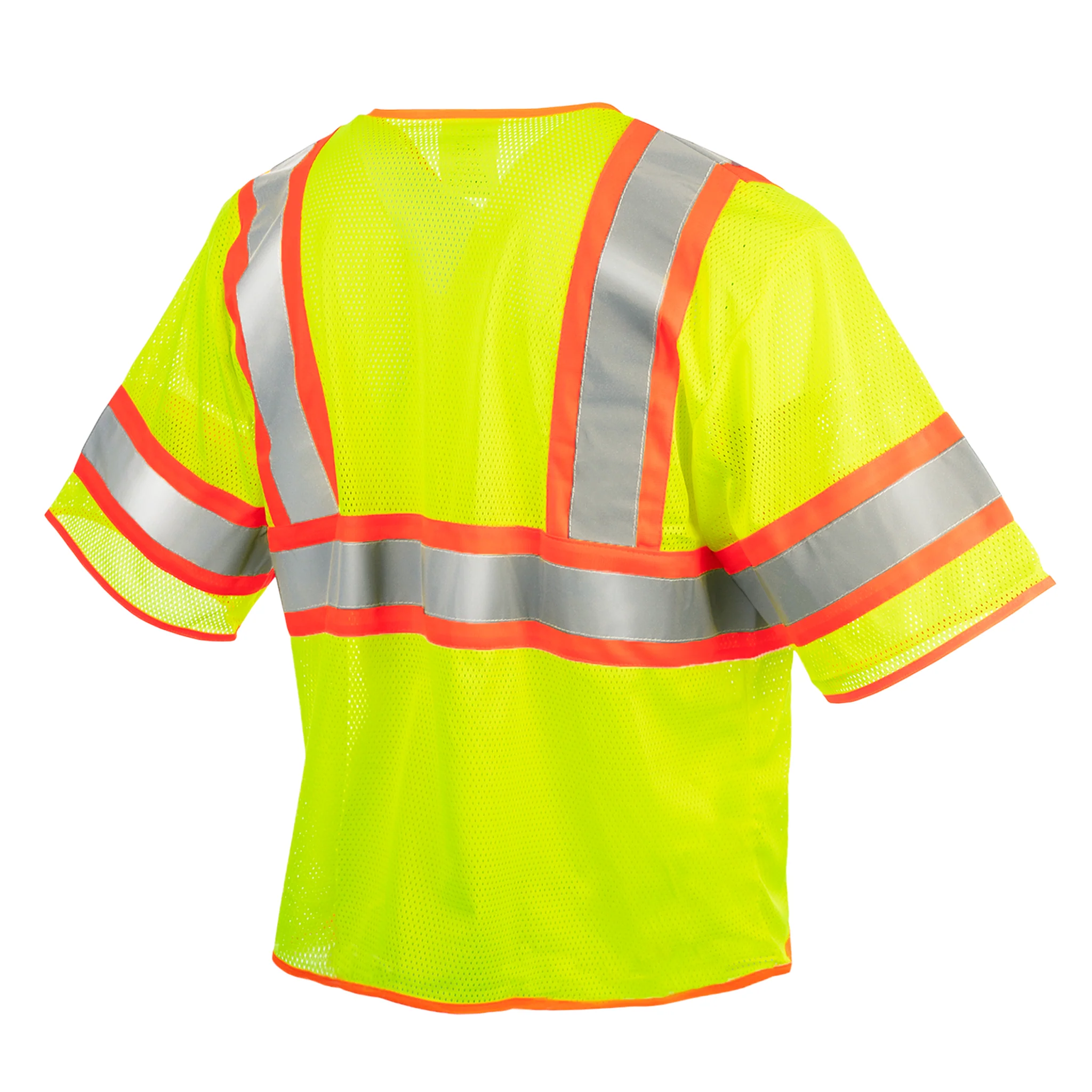 Hi-Vis Two Toned Mesh Sleeved Safety Vest with 2” Reflective Strips and Pockets - Image 4