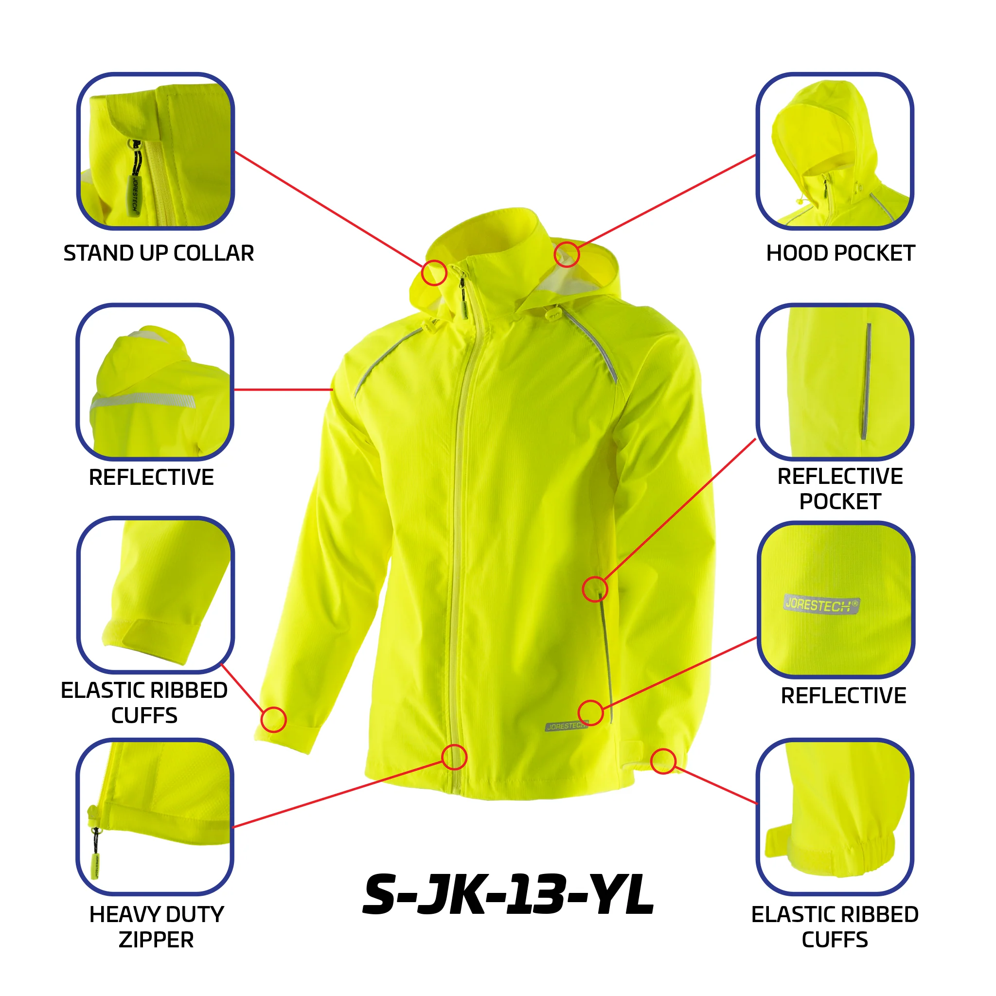 Hi Vis Waterproof Ripstop Jacket with Reflective Heat Transfer Tapes - Image 5
