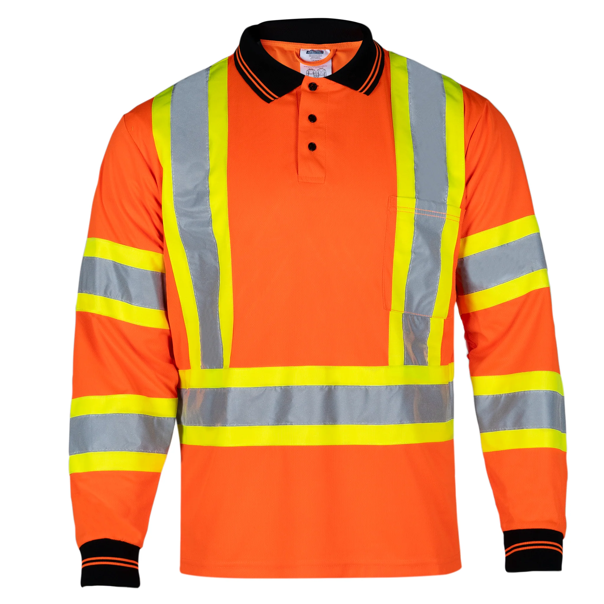 Hi-Vis X-Back Reflective Two-Tone Safety Long Sleeve Polo Shirt - Image 12