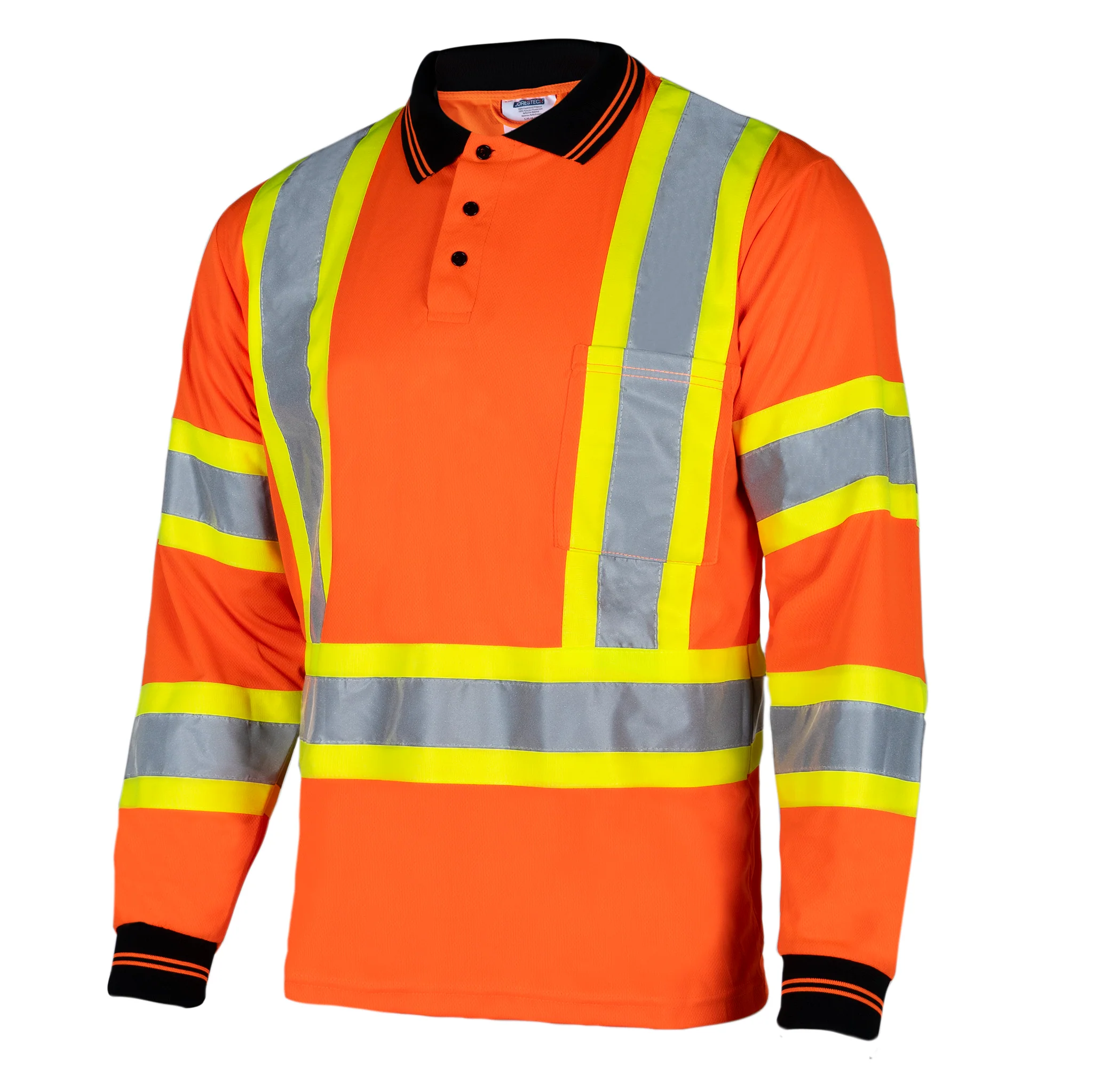 Hi-Vis X-Back Reflective Two-Tone Safety Long Sleeve Polo Shirt - Image 19
