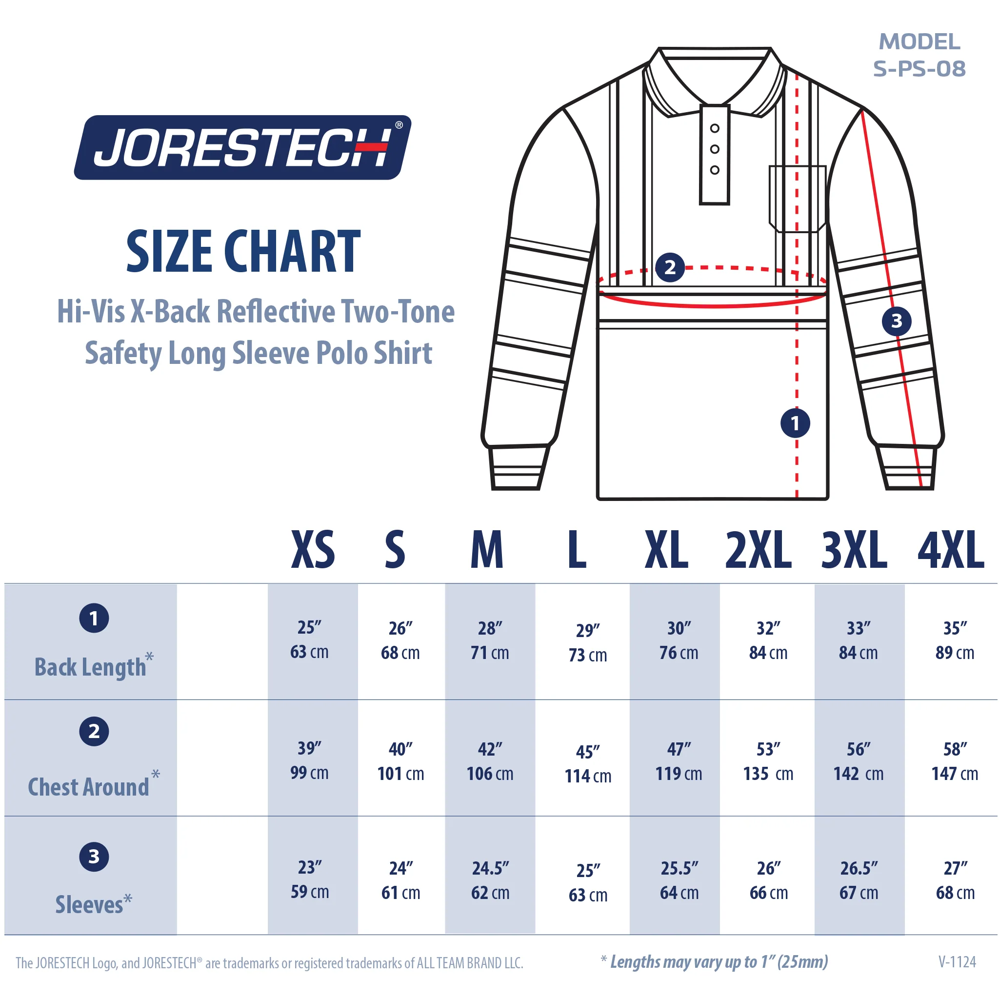 Hi-Vis X-Back Reflective Two-Tone Safety Long Sleeve Polo Shirt - Image 4