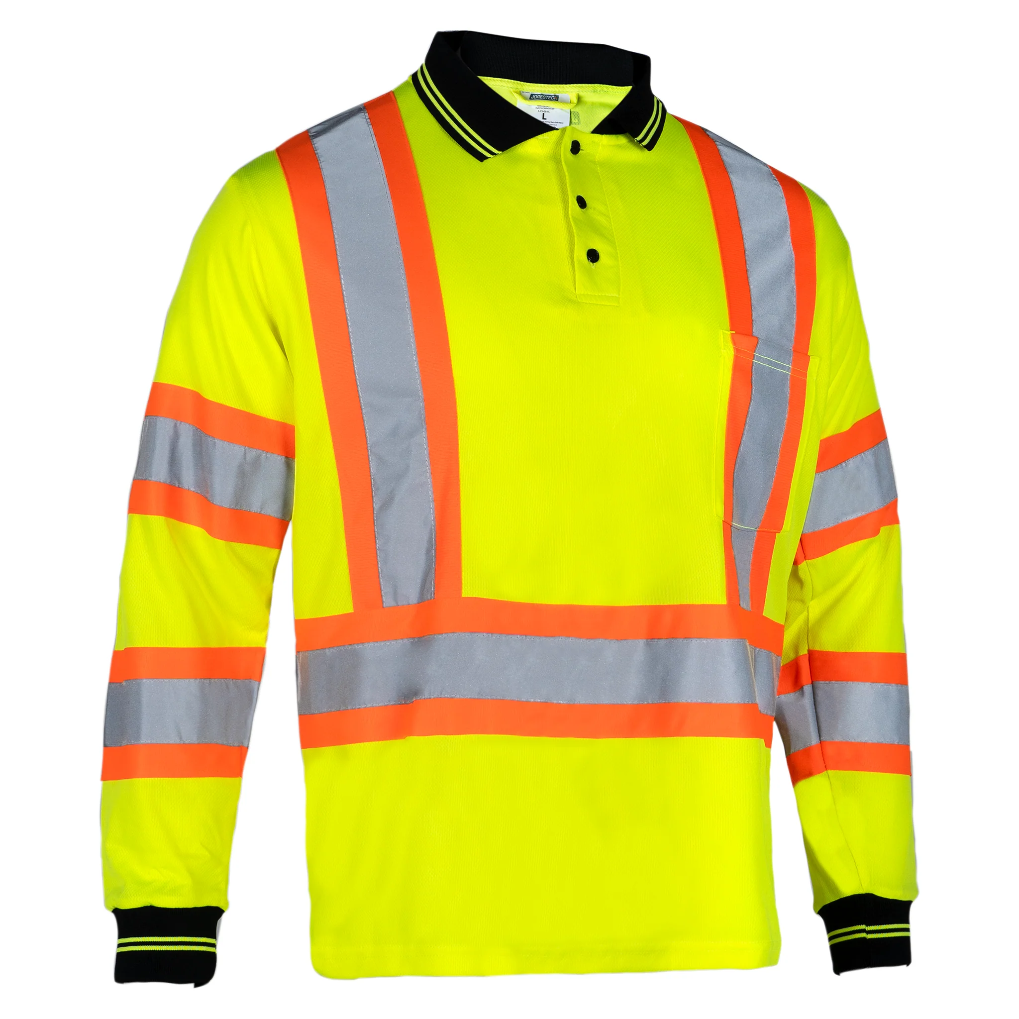 Hi-Vis X-Back Reflective Two-Tone Safety Long Sleeve Polo Shirt - Image 7