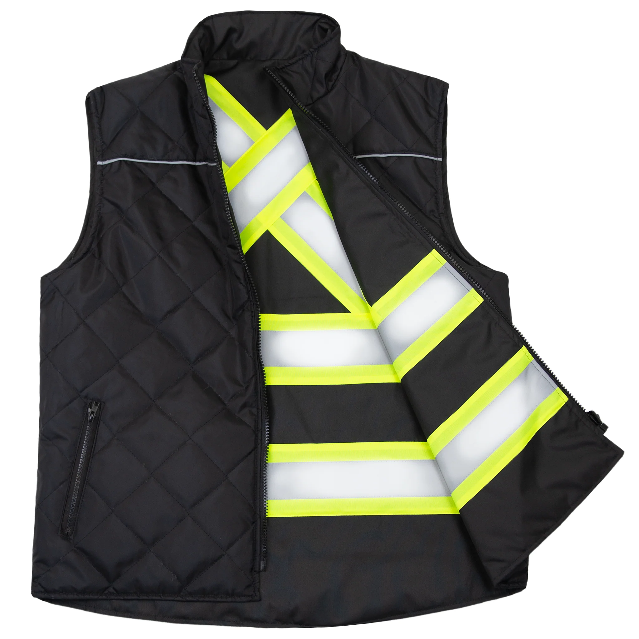 Hi-Vis X-Back Reversible Insulated Safety Vest with Reflective Strips - Image 17