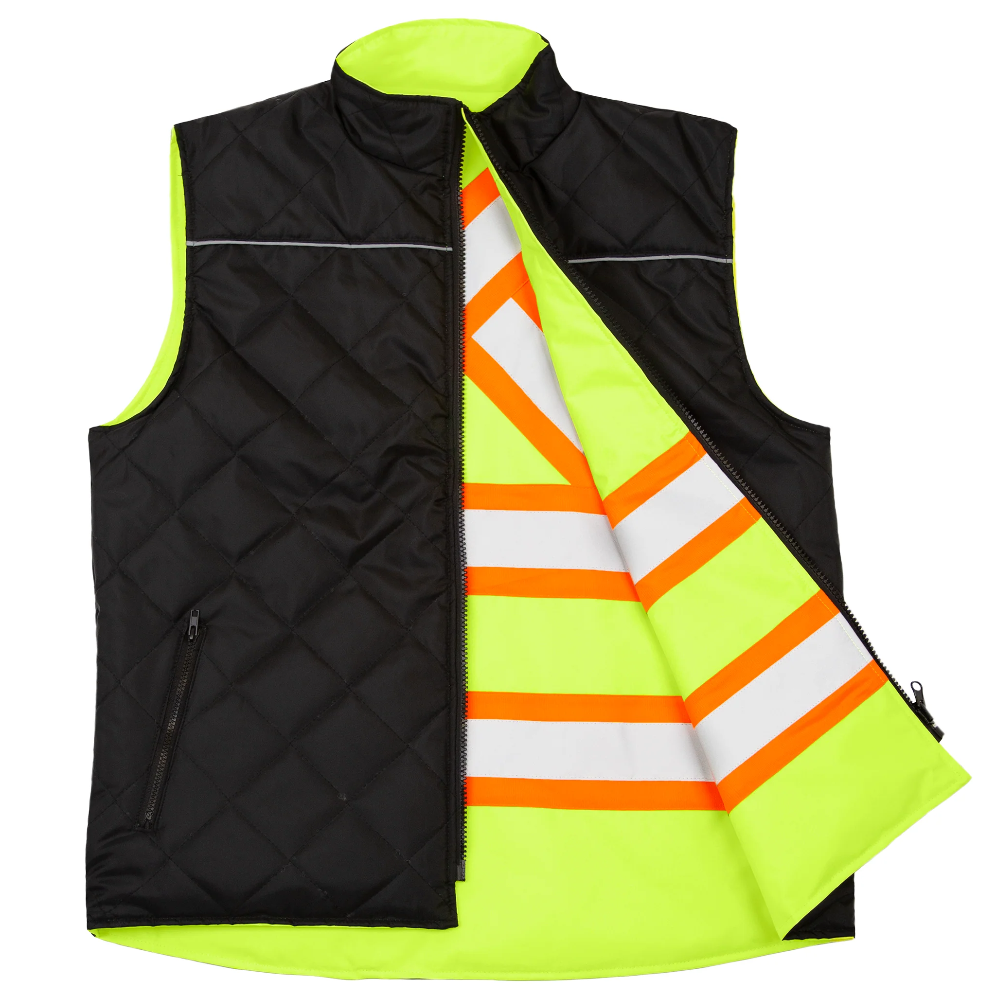 Hi-Vis X-Back Reversible Insulated Safety Vest with Reflective Strips - Image 8