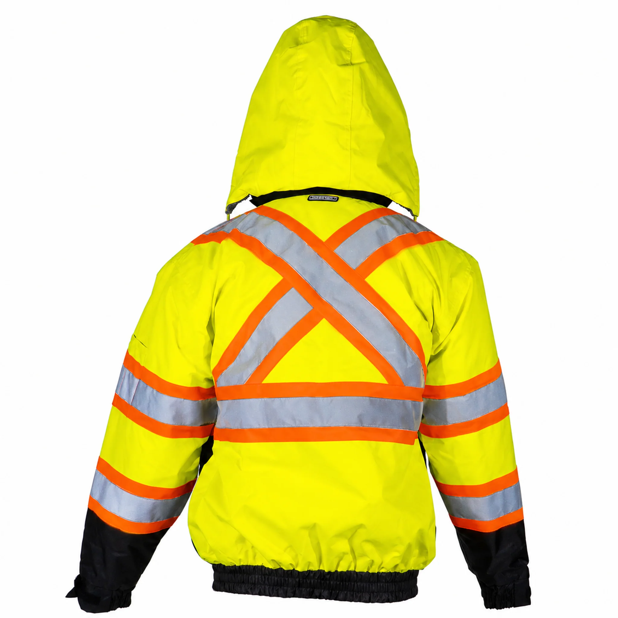 Hi-Vis X-Back Two-Tone Safety Bomber Jacket with Sherpa Faux Fleece - Image 14