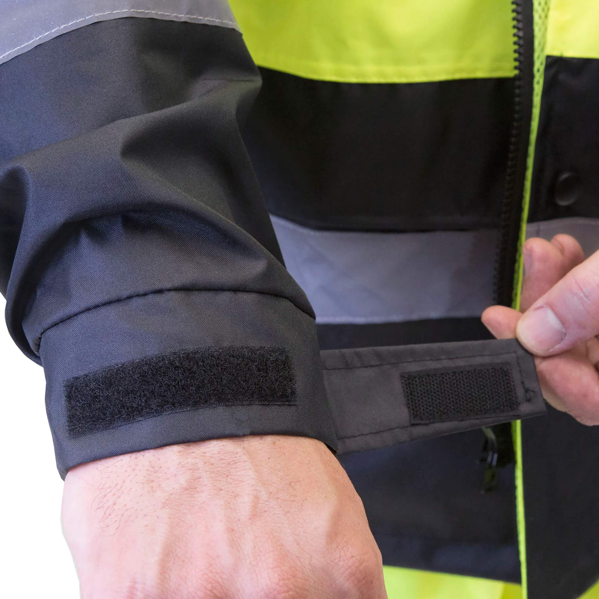 Hi-Vis Yellow/Black Rain Jacket with 2" Reflective Strips - Image 10
