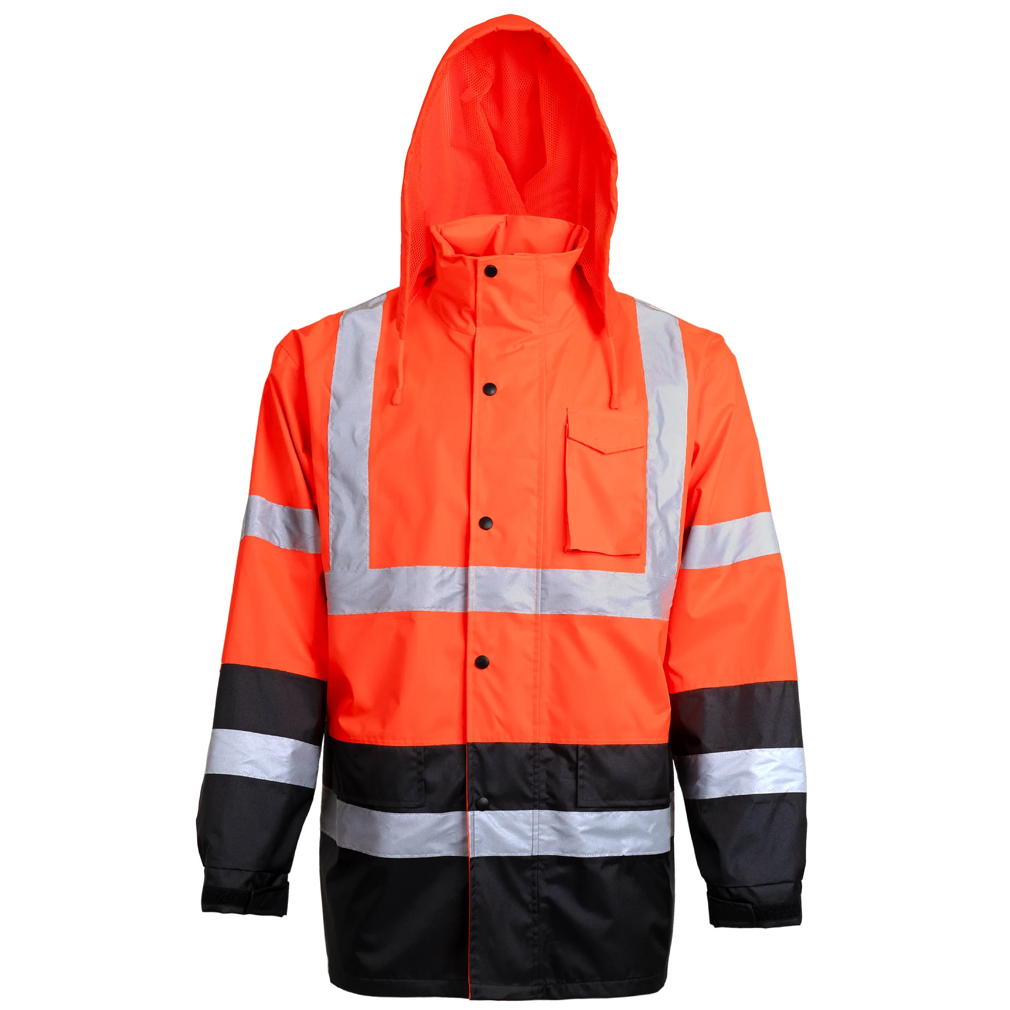 Hi-Vis Yellow/Black Rain Jacket with 2" Reflective Strips - Image 13