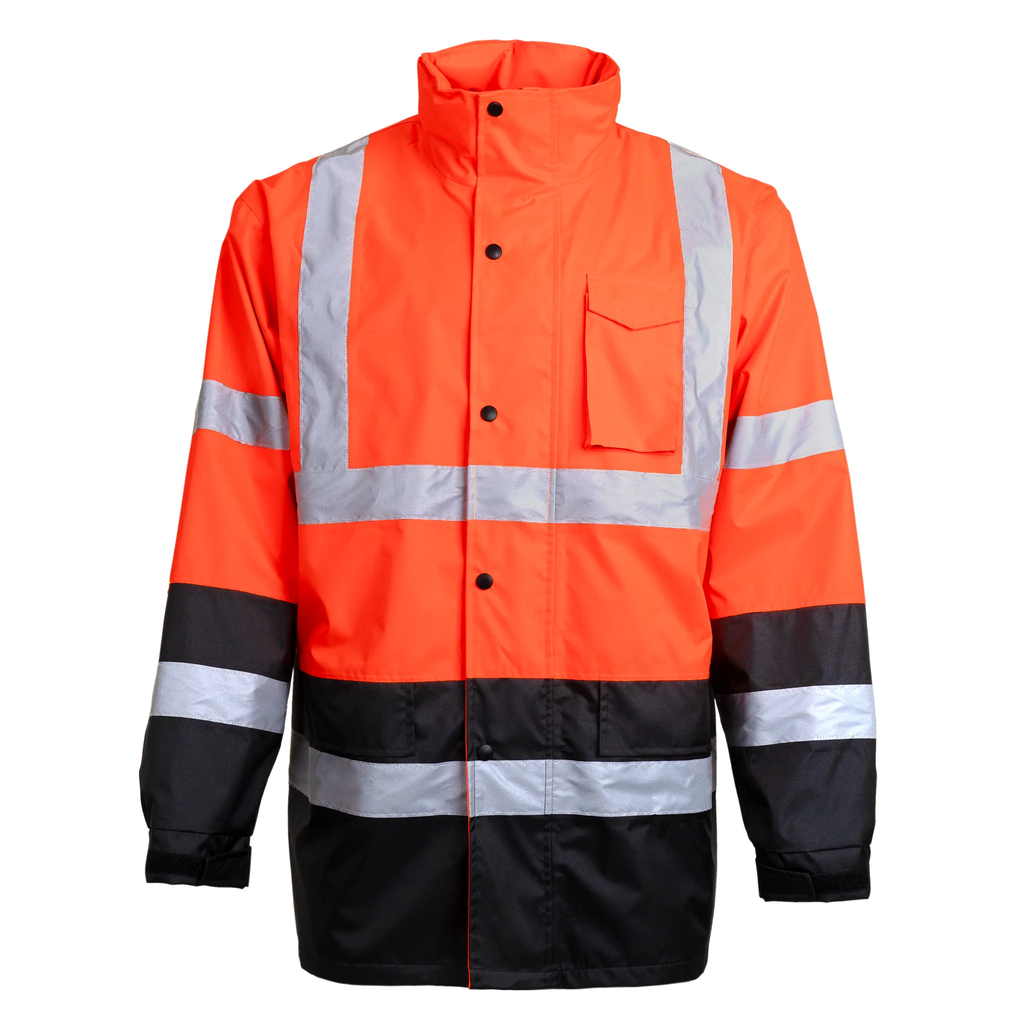 Hi-Vis Yellow/Black Rain Jacket with 2" Reflective Strips - Image 14