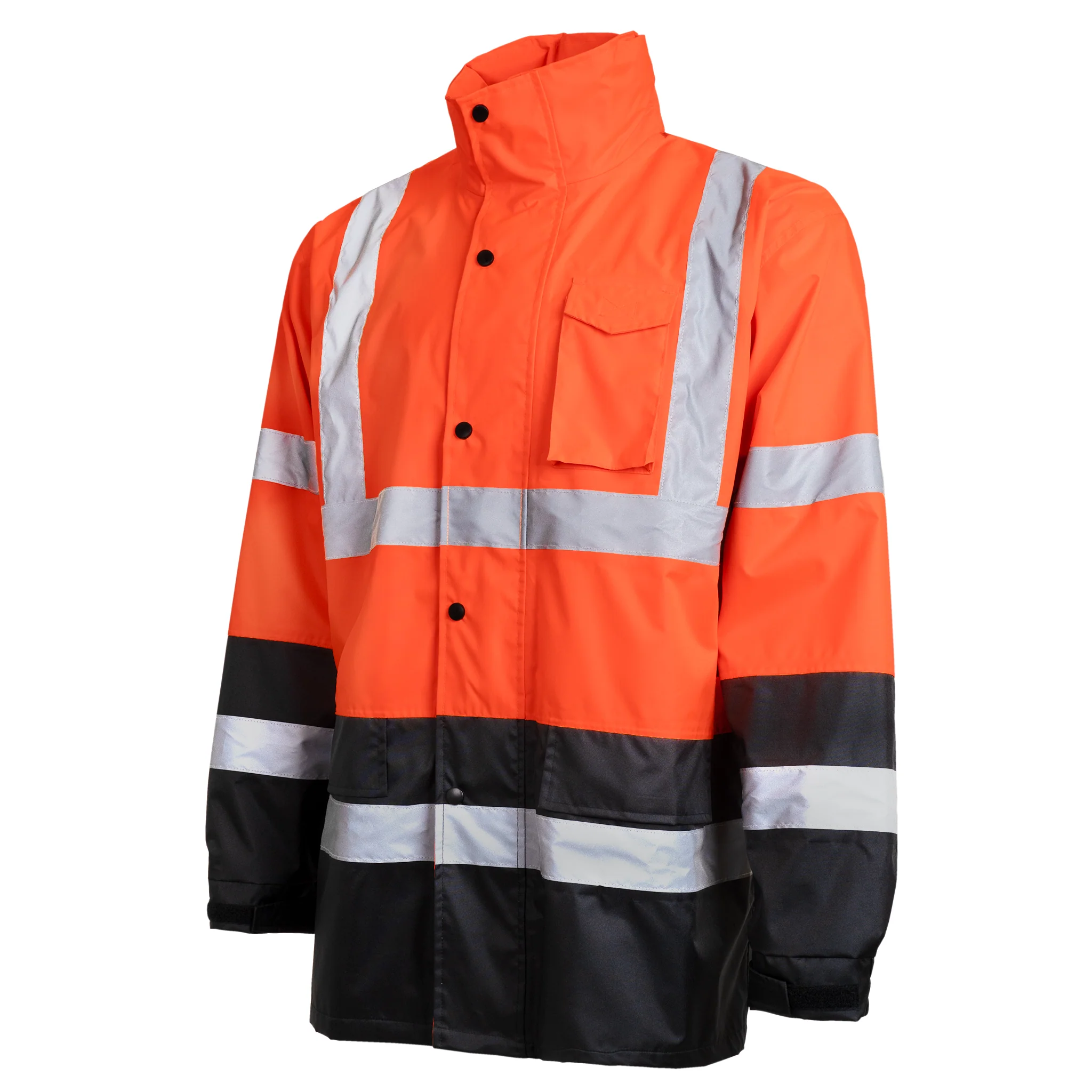 Hi-Vis Yellow/Black Rain Jacket with 2" Reflective Strips - Image 16