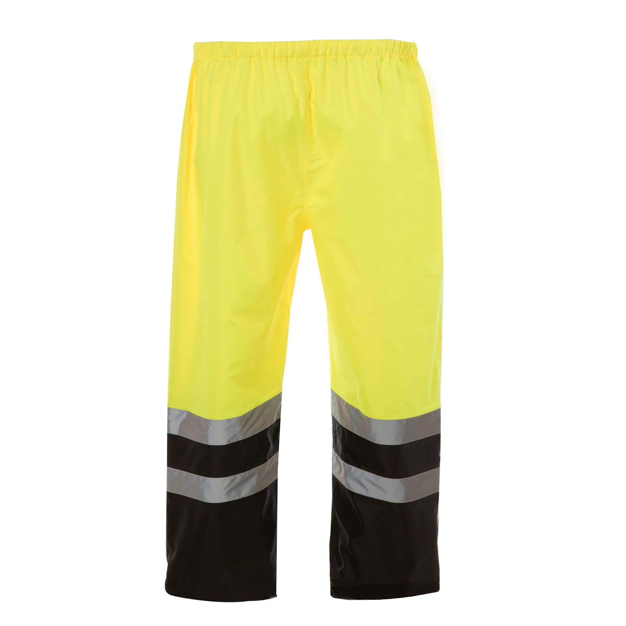 Hi-Vis Yellow/Black Rain Pants with Reflective Strips - Image 3