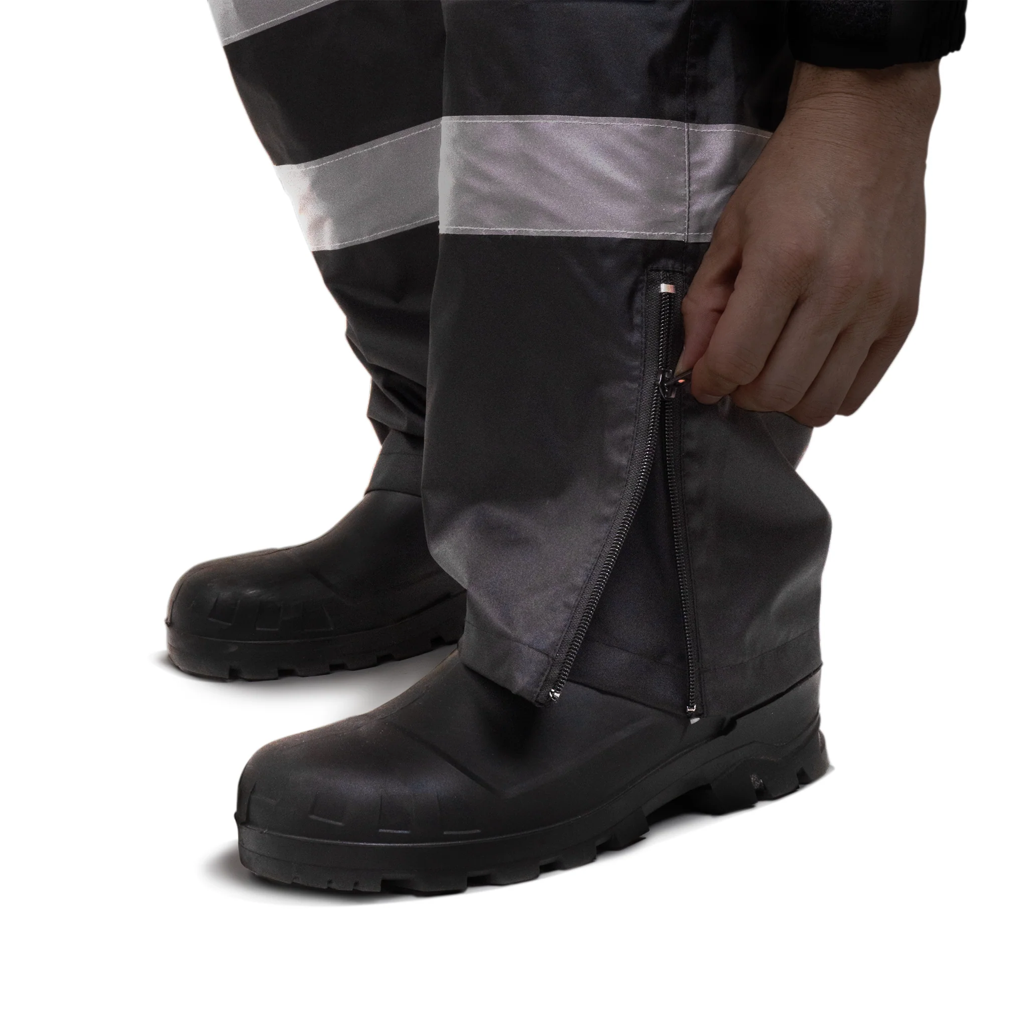 Hi-Vis Yellow/Black Rain Pants with Reflective Strips - Image 9