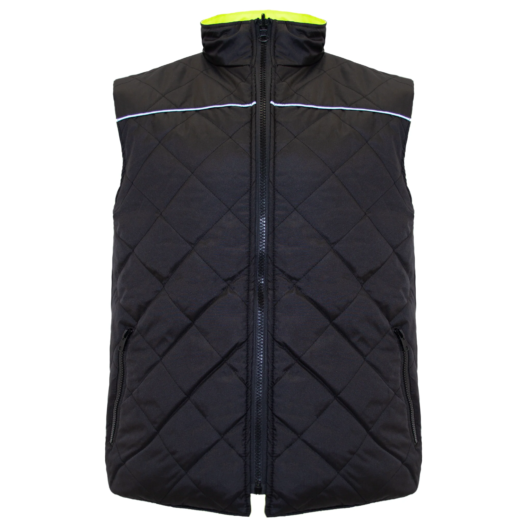 Hi-Vis Yellow/Black Reversible Insulated Safety Vest with Reflective Strips - Image 5