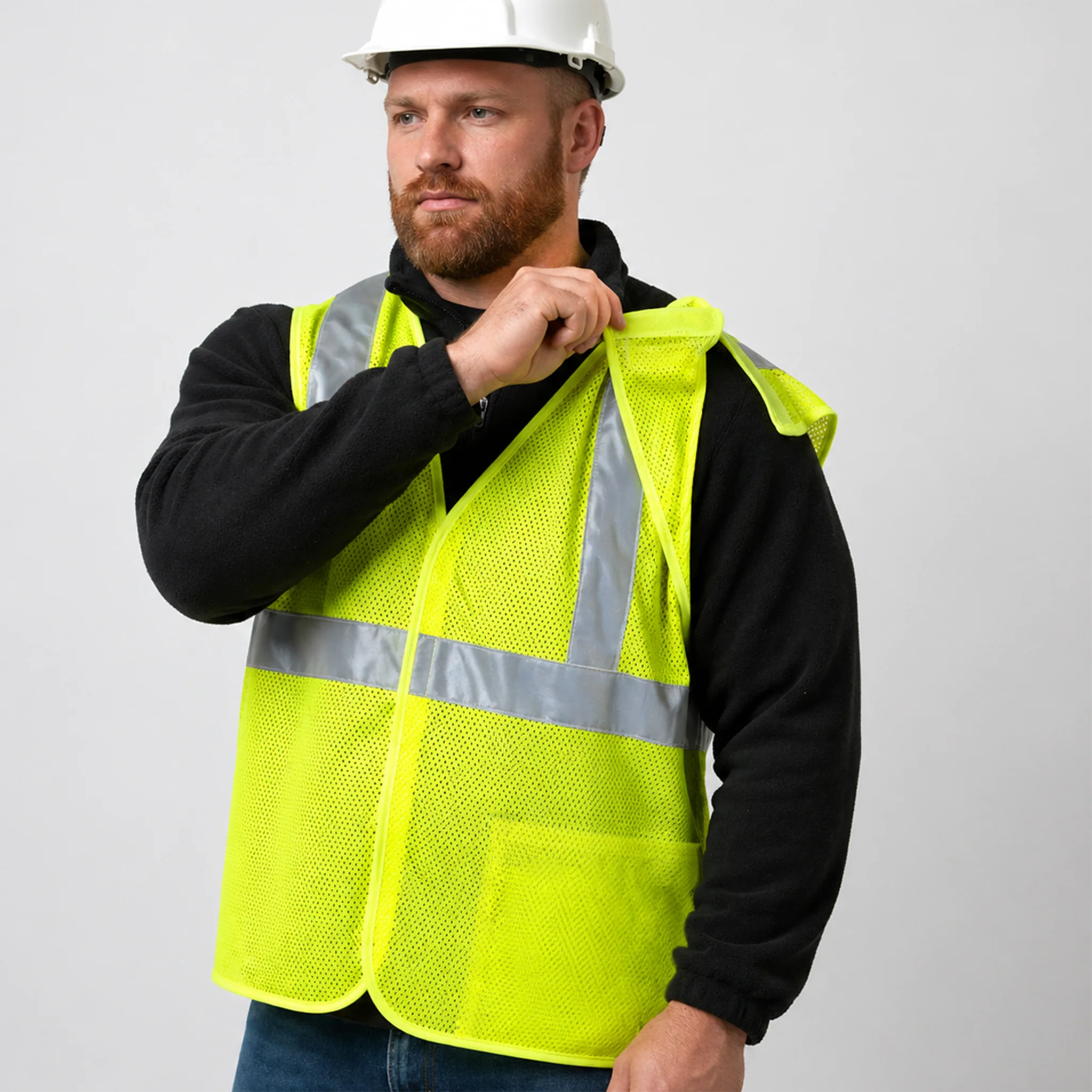 Hi-Vis Yellow Mesh Tearaway Safety Vest with 2” Reflective Strips and Pocket - Image 7