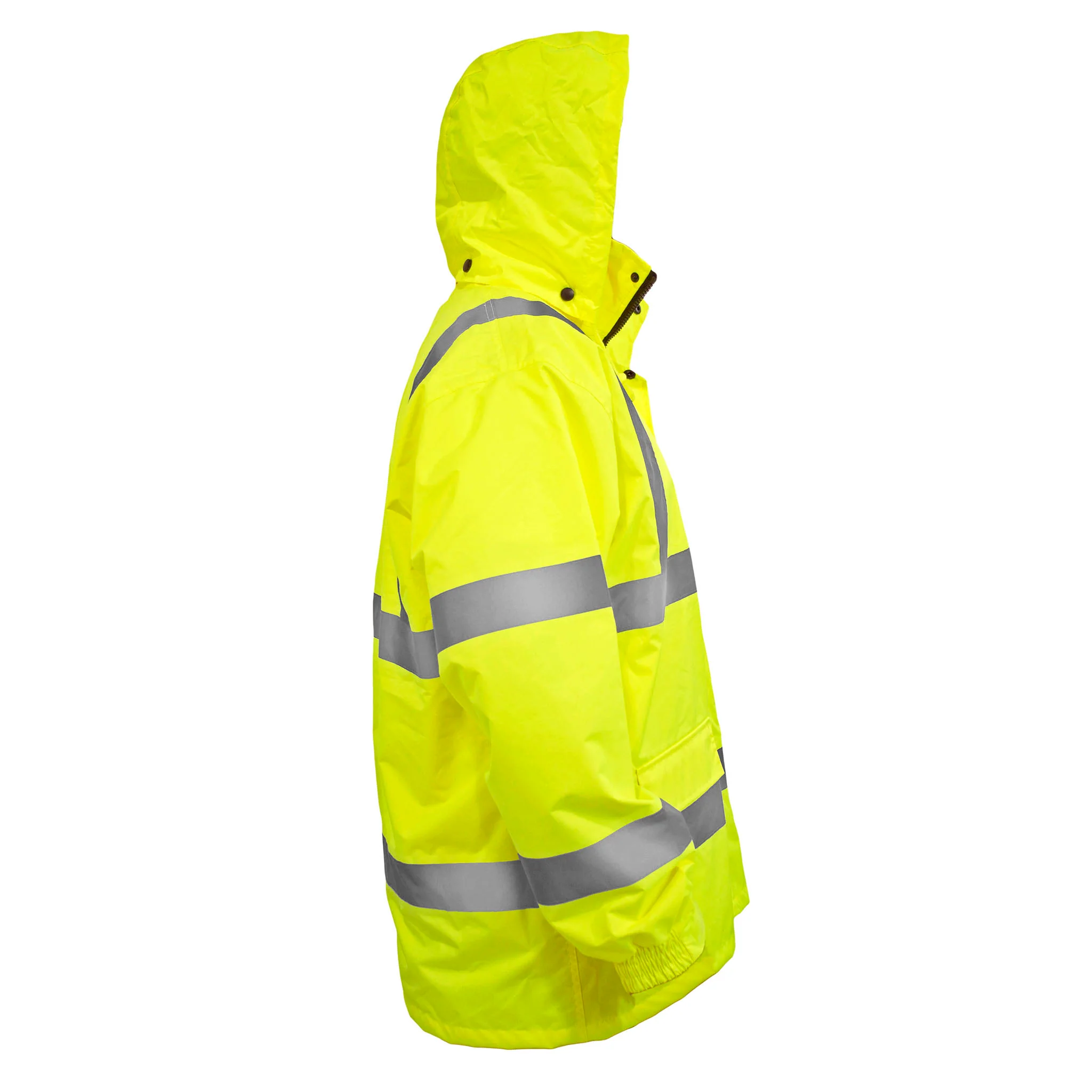 Hi-Vis Yellow Rain Jacket with 2" Reflective Strips - Image 4