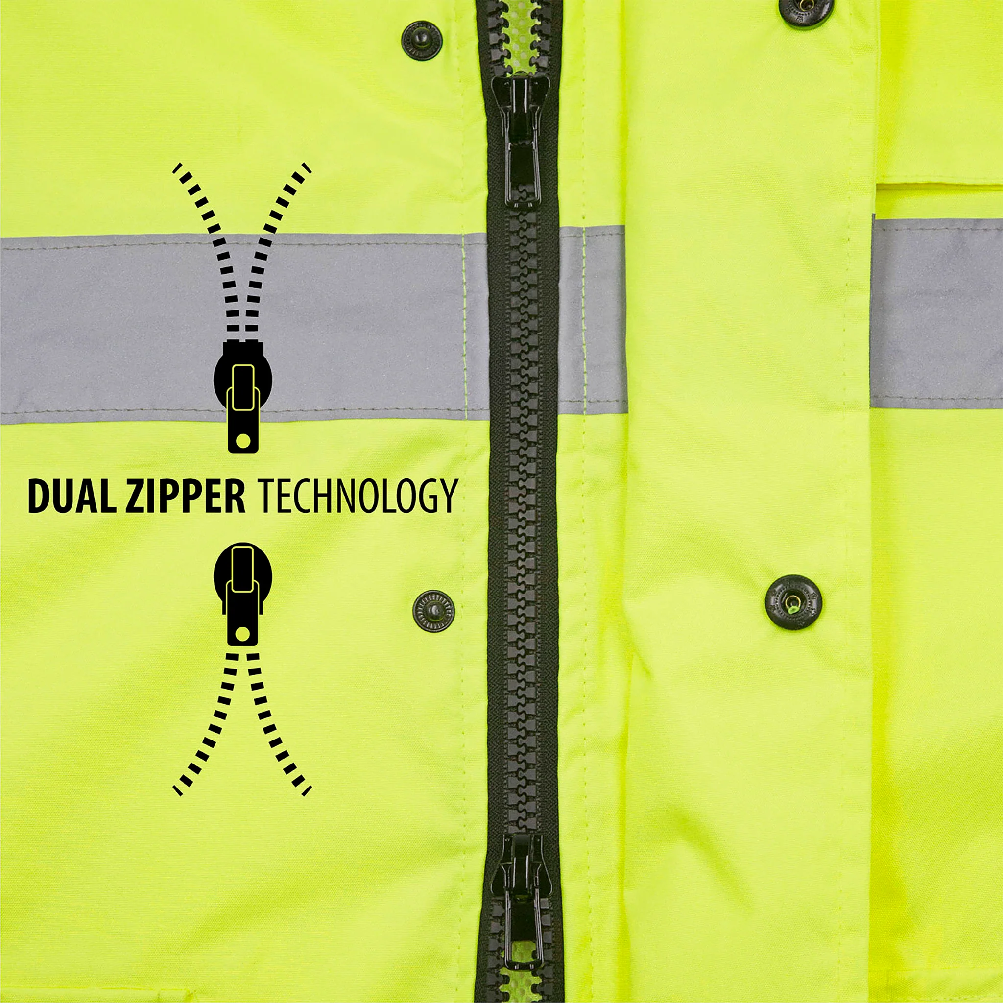 Hi-Vis Yellow Rain Jacket with 2" Reflective Strips - Image 9