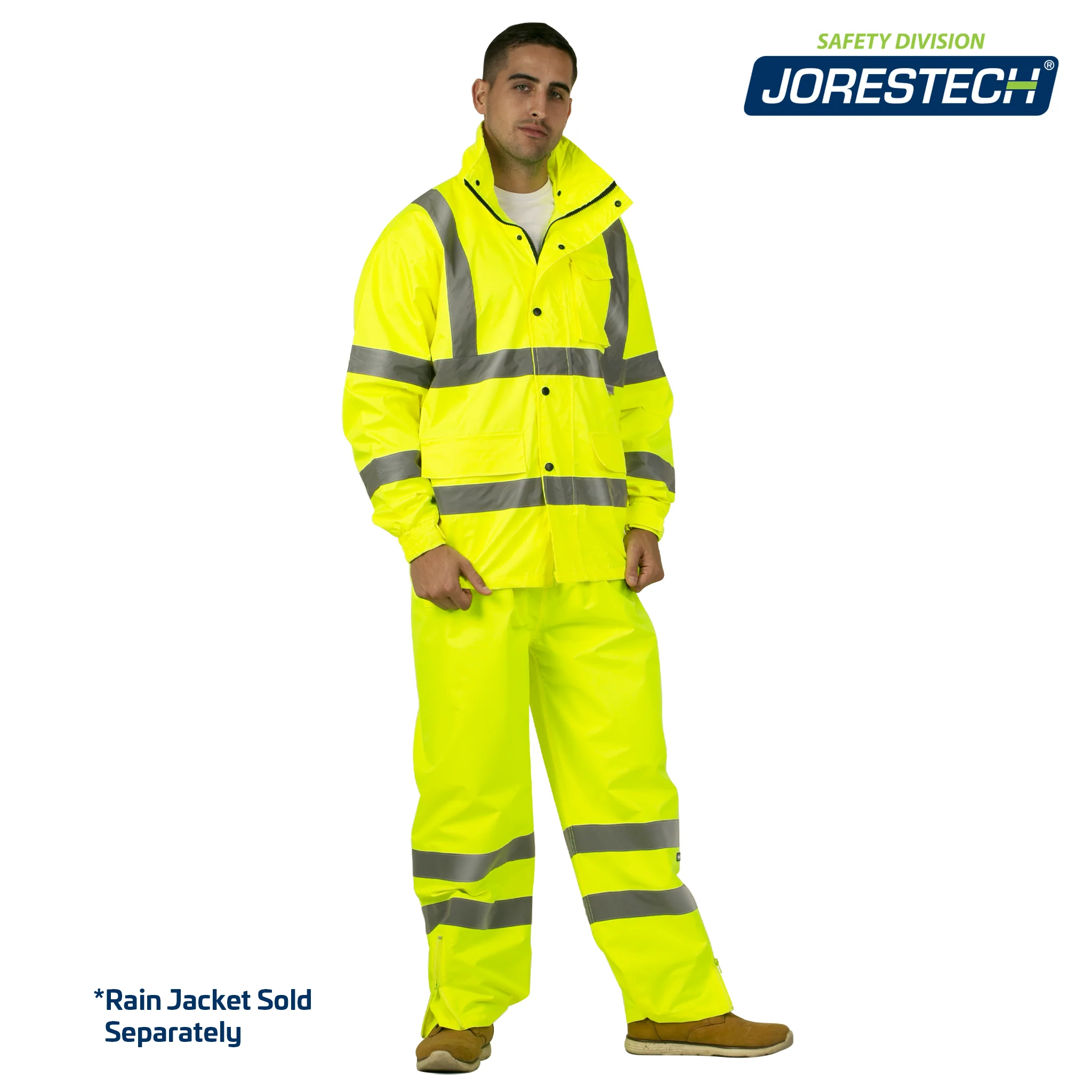 Hi-Vis Yellow Rain Pants with Reflective Strips - Image 3