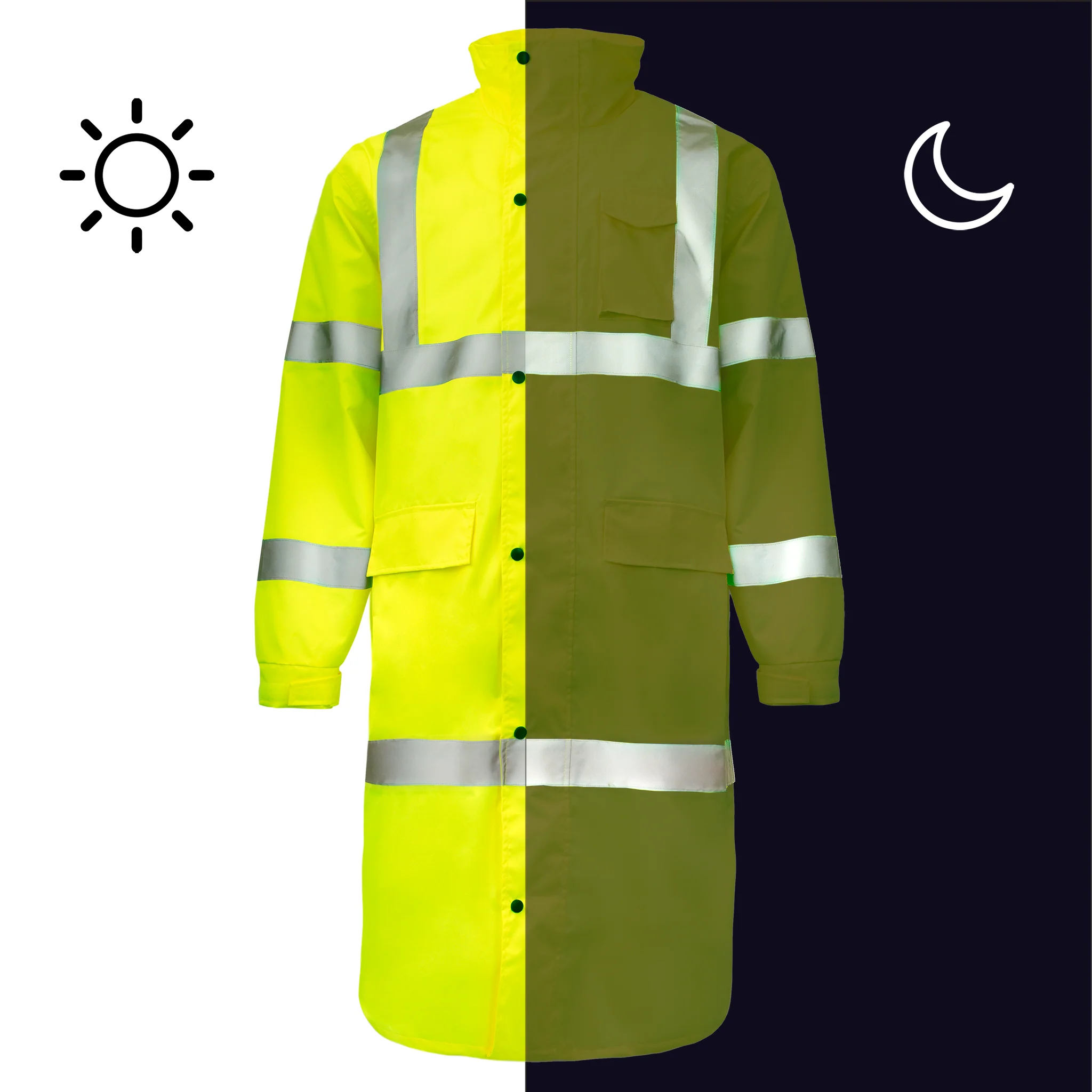 Hi-Vis Yellow Raincoat with 2" Reflective Strips - Image 4