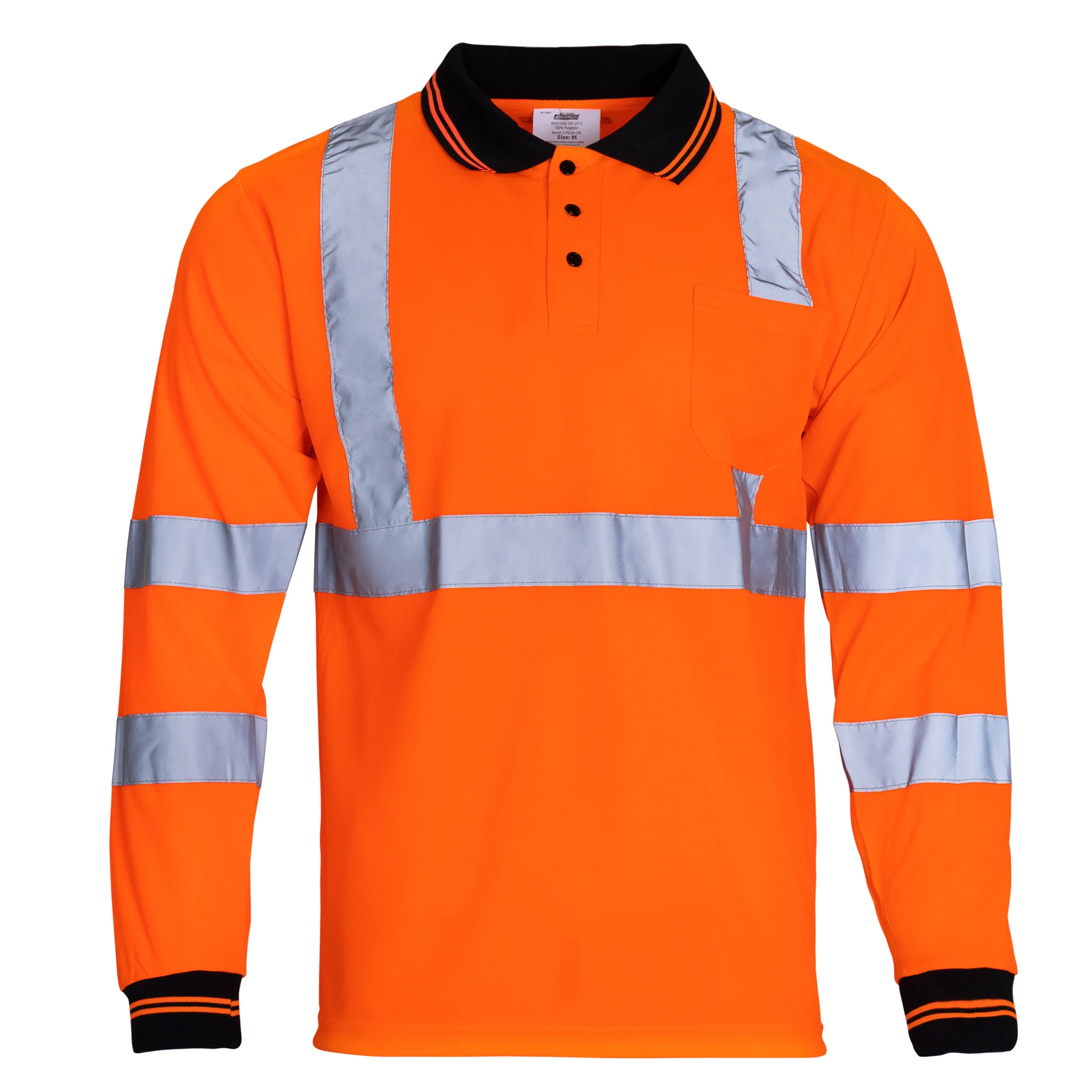 High Vis Reflective Safety Long Sleeve Polo Shirt - Image 11