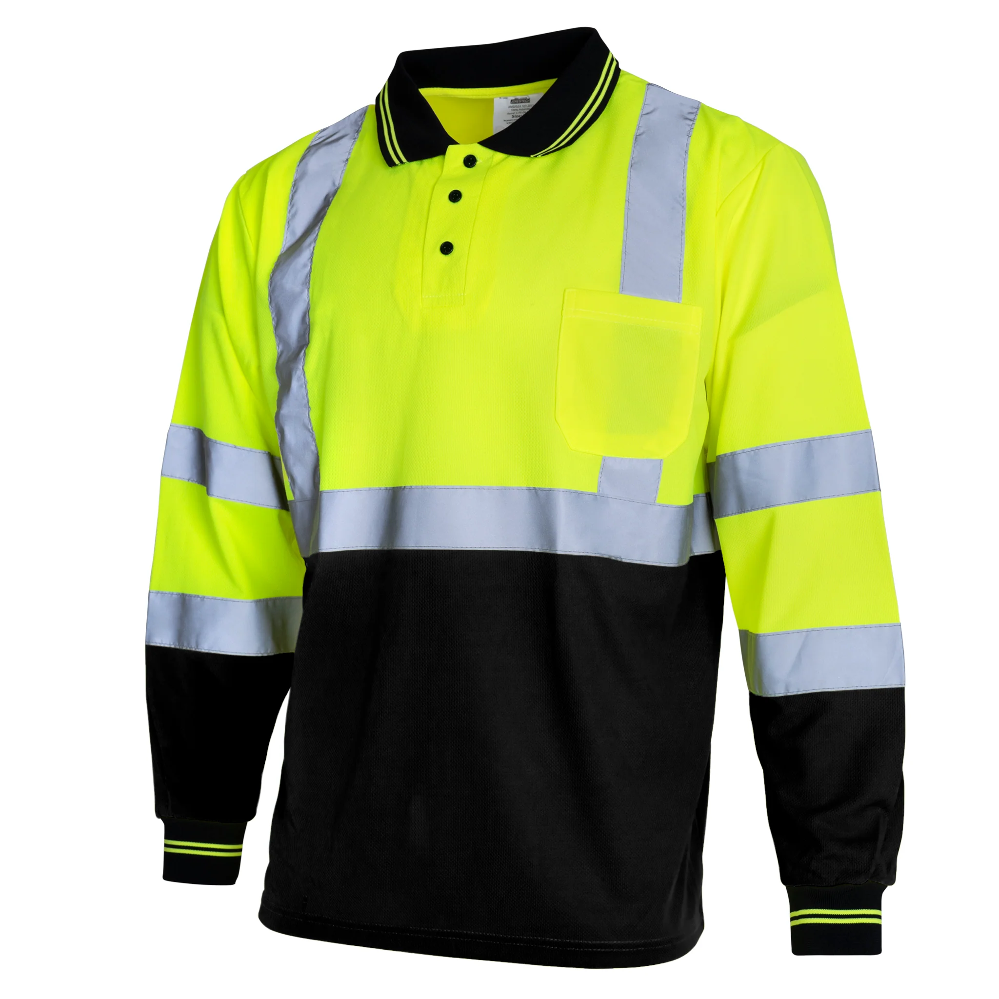 High Vis Reflective Safety Long Sleeve Polo Shirt - Image 19