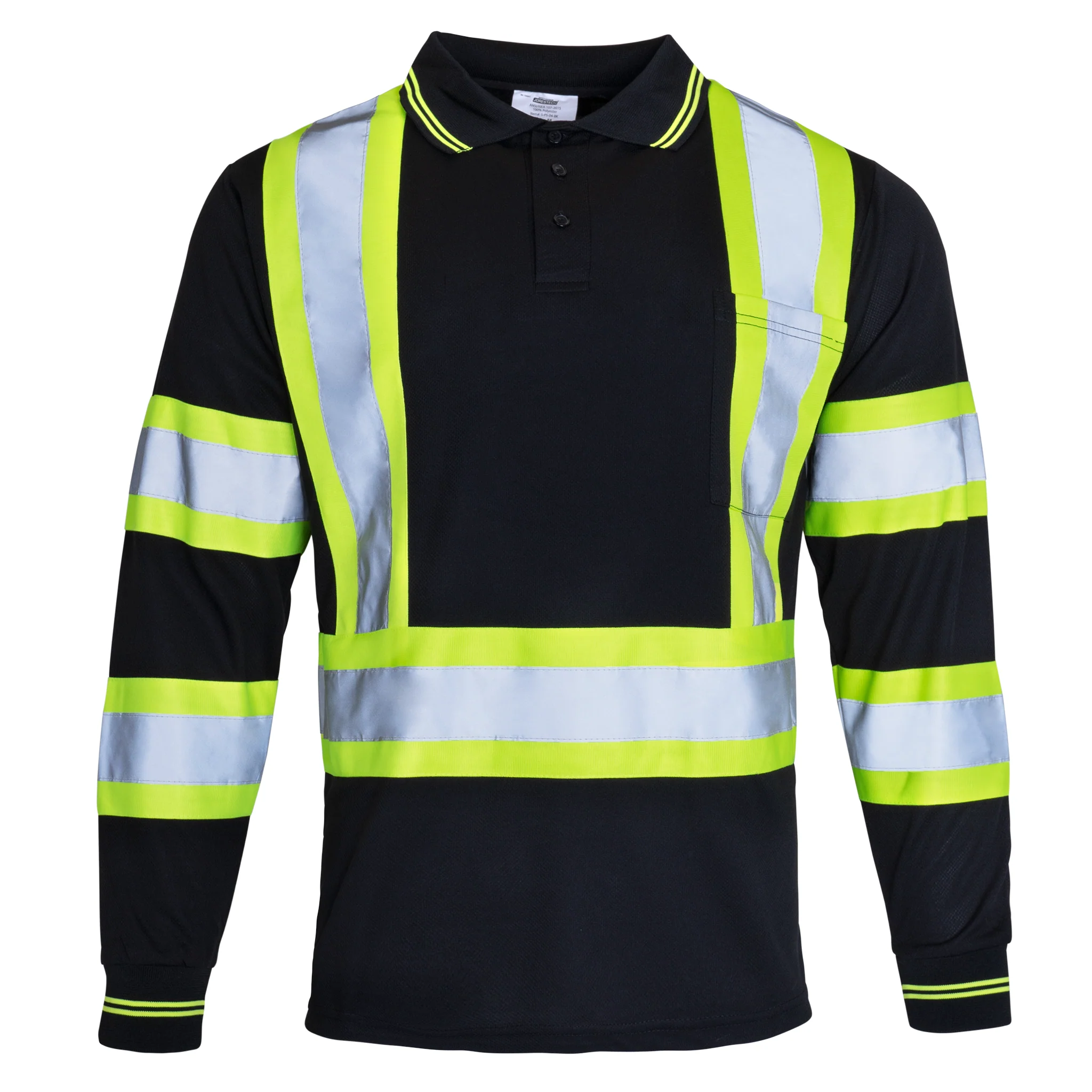 High Vis Reflective Safety Long Sleeve Polo Shirt - Image 6