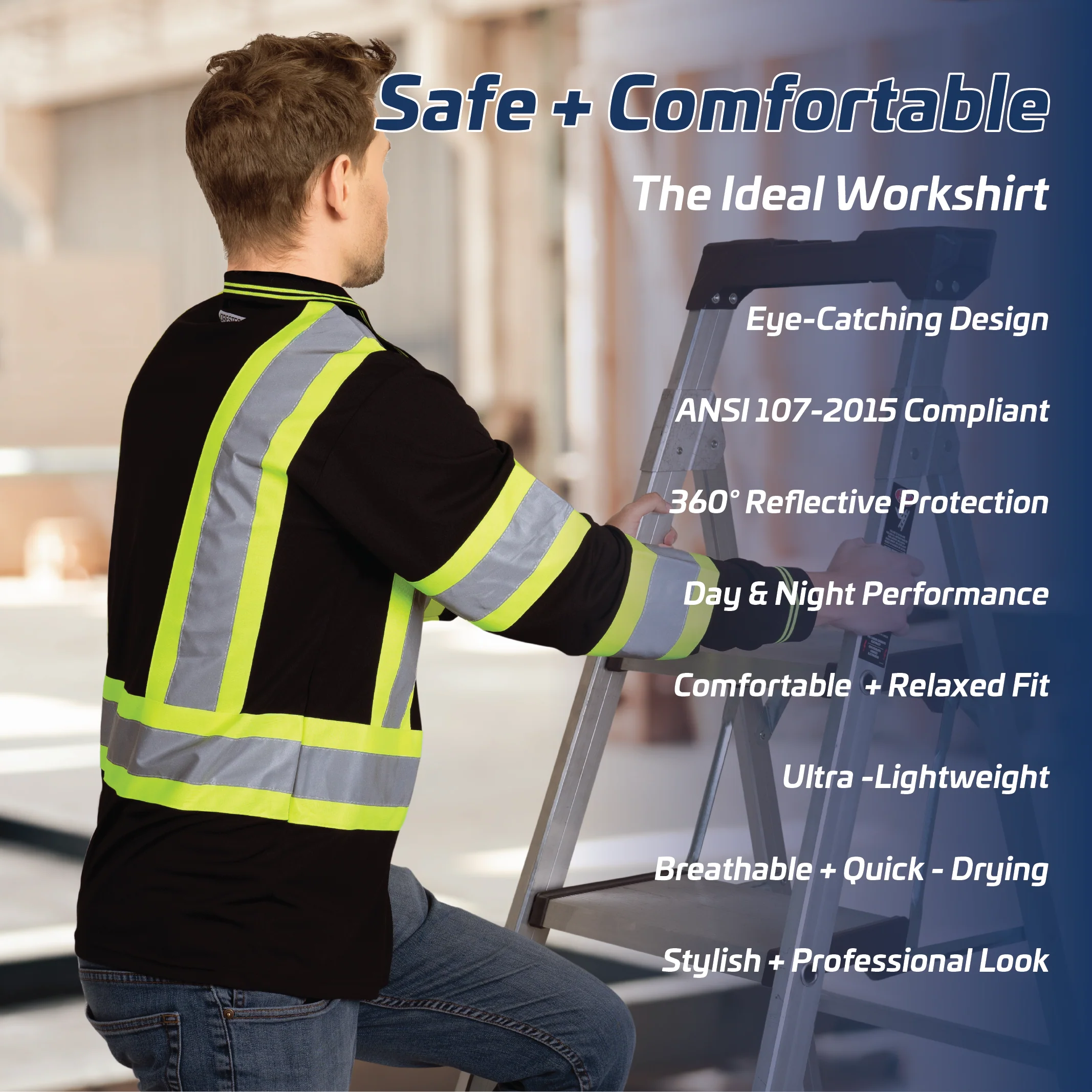 High Vis Reflective Safety Long Sleeve Polo Shirt - Image 7