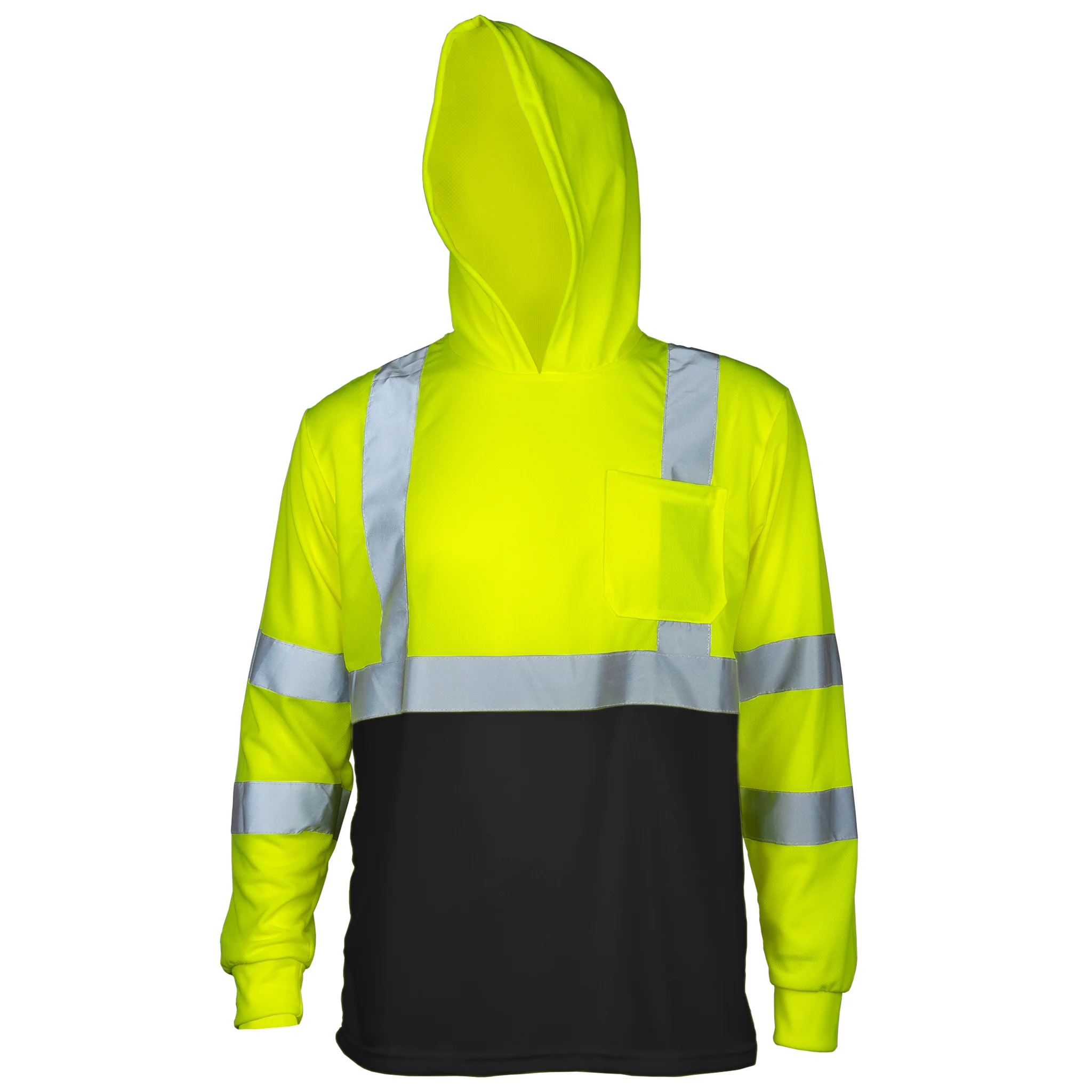 High Visibility Long Sleeve Safety Shirt With Reflective Strips and Hoodie - Image 17